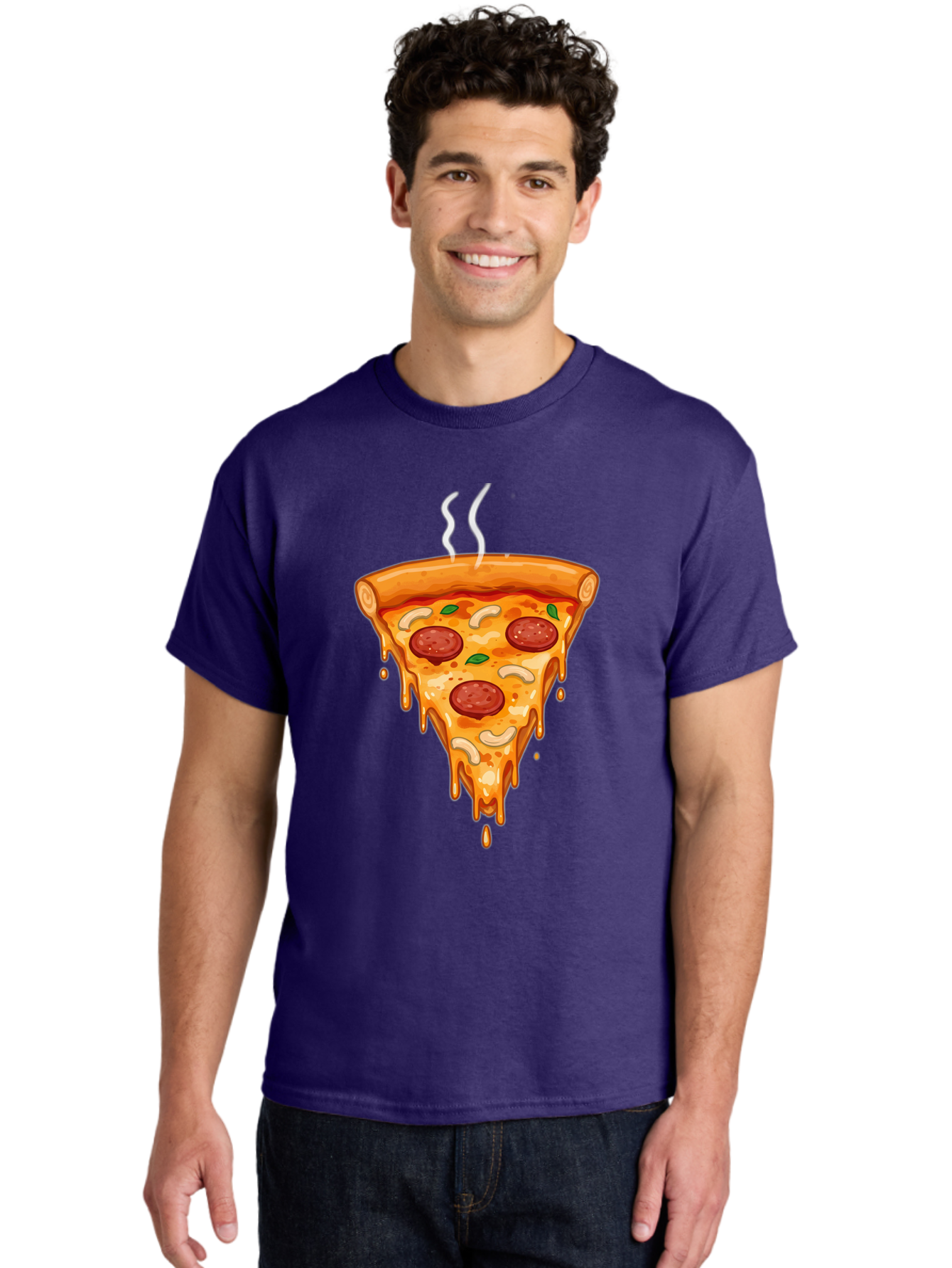 Pepperoni-Pizza-Slice-18 Men'S Graphic Tee, 100% Cotton, Comfortable Casual Summer Wear, Machine Washable, Cheesy Pizza Slice, Pepperoni Pizza, Melted Cheese, Hot Pizza, Fresh Basil, Pepperoni Slices, Steaming Pizza, Tasty Topping, Pizza Lover Bac228