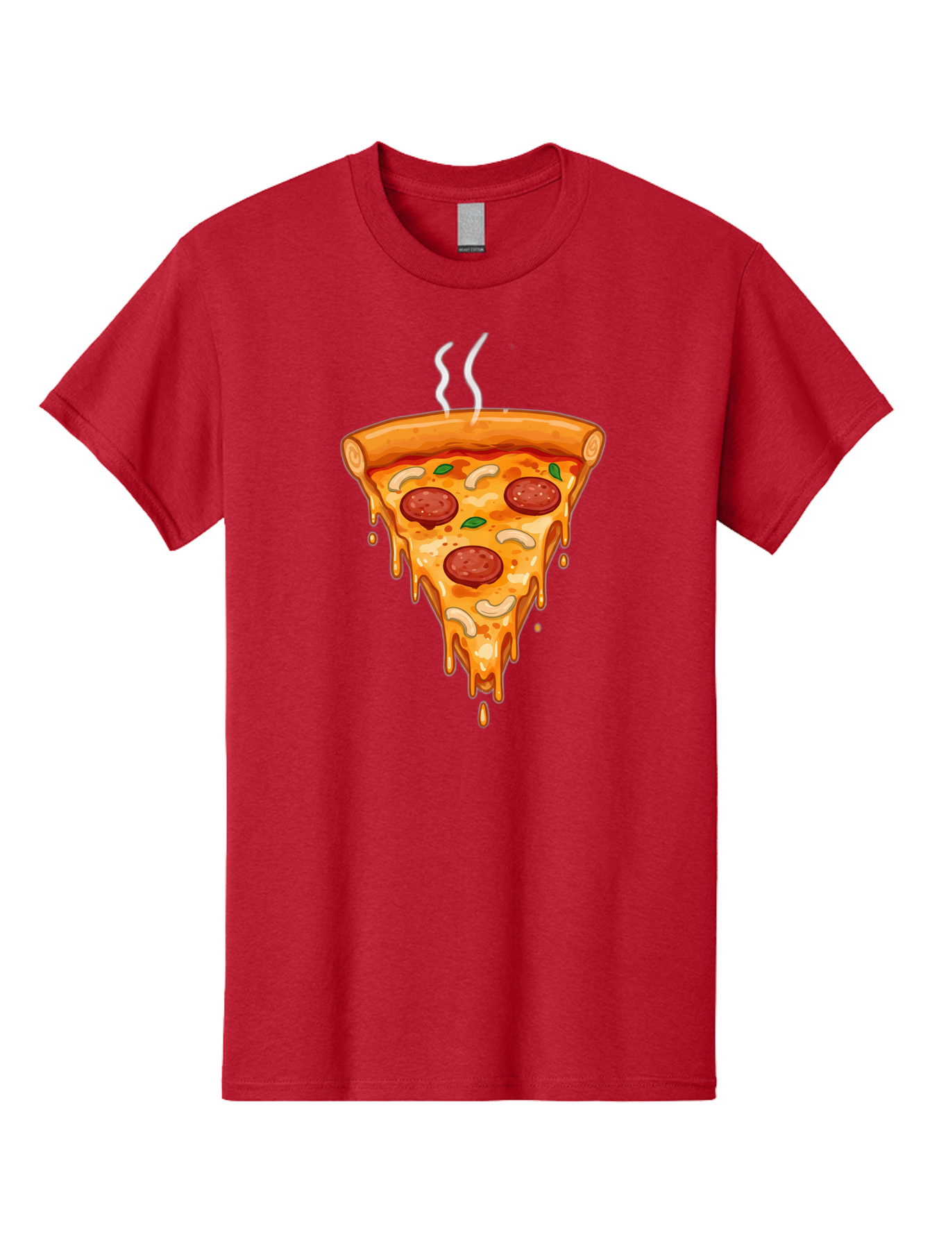 Pepperoni-Pizza-Slice-18 Men'S Graphic Tee, 100% Cotton, Comfortable Casual Summer Wear, Machine Washable, Cheesy Pizza Slice, Pepperoni Pizza, Melted Cheese, Hot Pizza, Fresh Basil, Pepperoni Slices, Steaming Pizza, Tasty Topping, Pizza Lover Bac228
