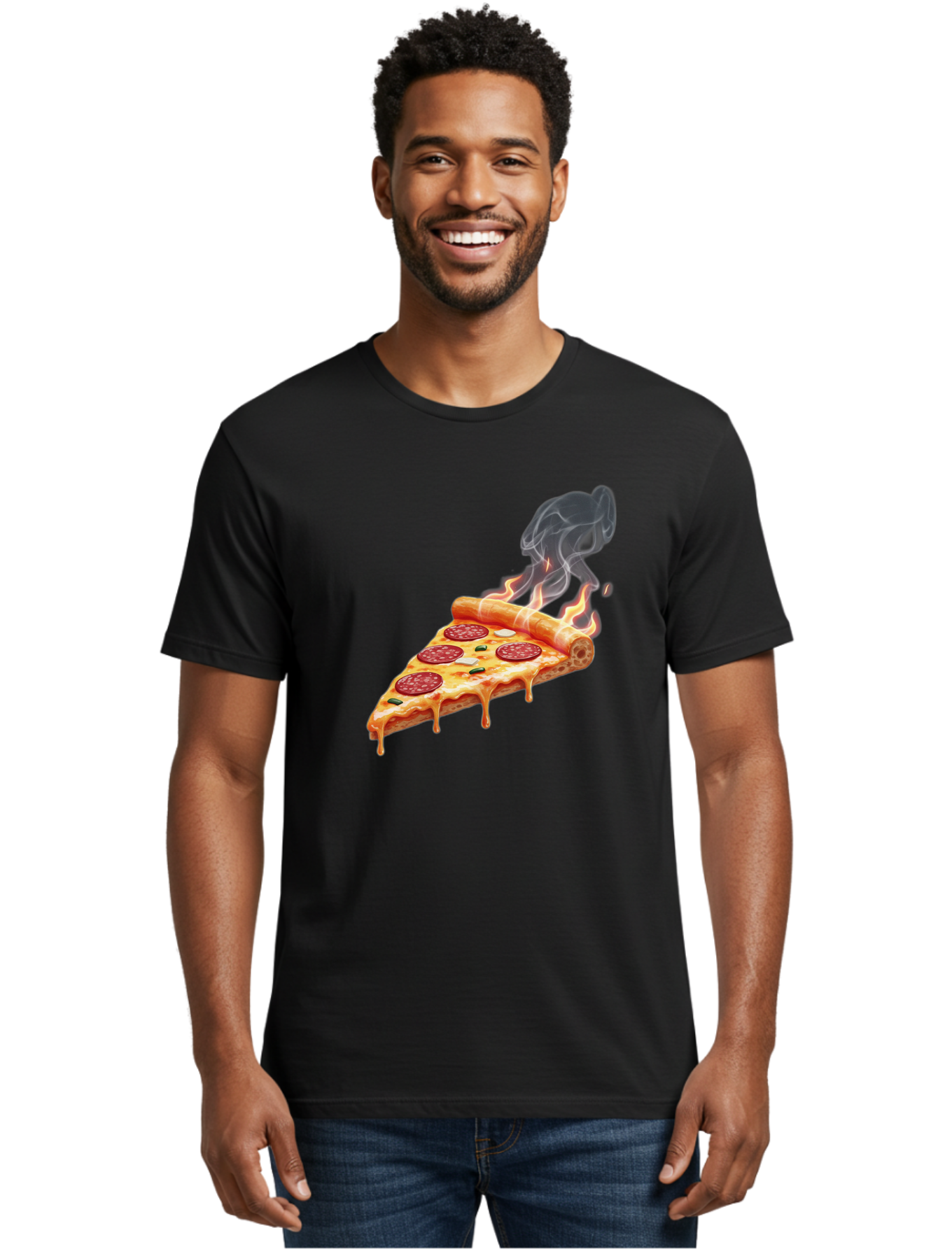 Pepperoni-Pizza-Slice-19 Men'S Graphic Tee, 100% Cotton, Comfortable Casual Summer Wear, Machine Washable, Pepperoni Pizza, Melting Cheese, Fresh Basil, Hot Pizza, Savory Flavors, Italian Cuisine, Pizza Slice, Food Illustration, Pepperoni, Bac229