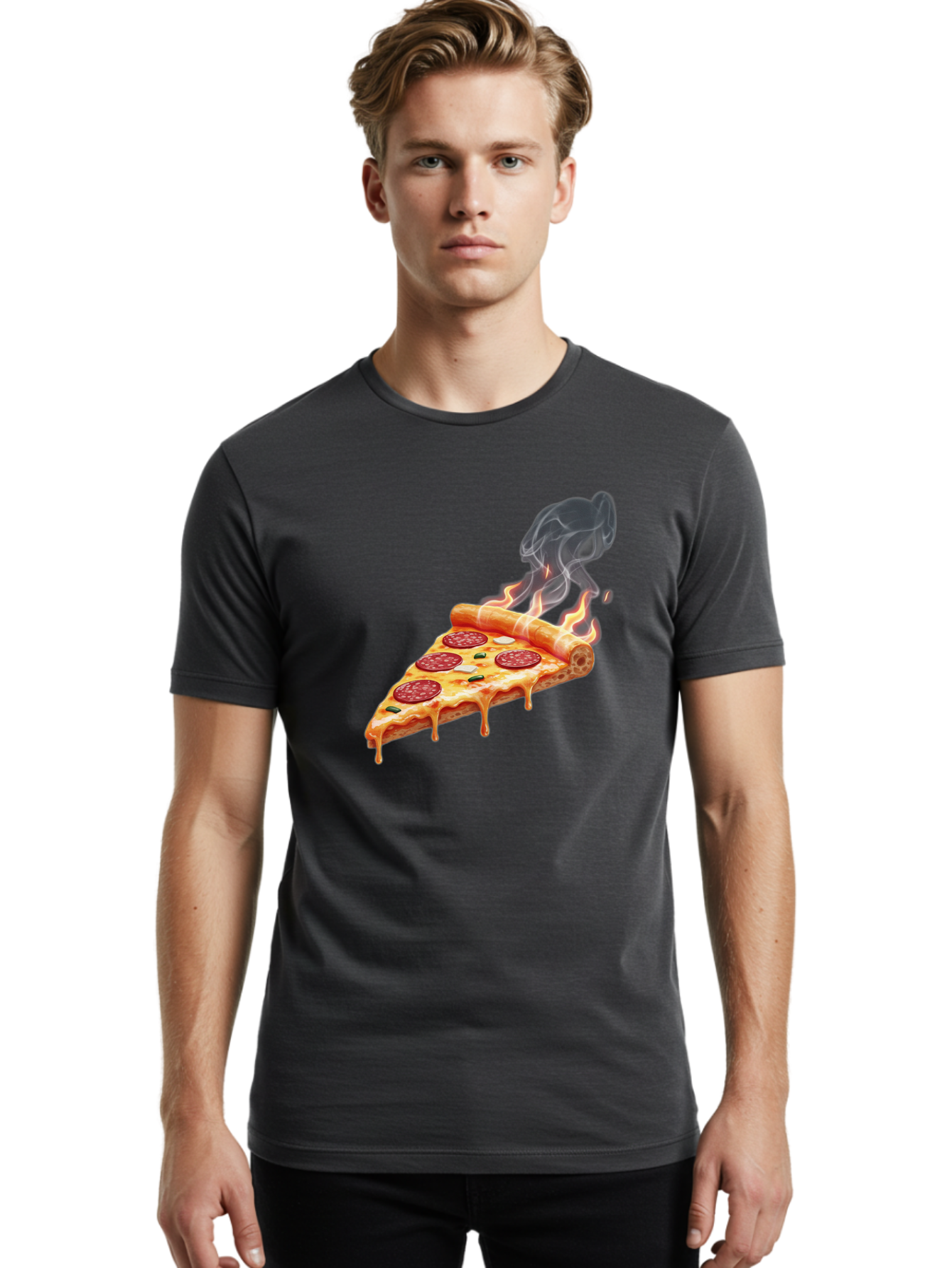 Pepperoni-Pizza-Slice-19 Men'S Graphic Tee, 100% Cotton, Comfortable Casual Summer Wear, Machine Washable, Pepperoni Pizza, Melting Cheese, Fresh Basil, Hot Pizza, Savory Flavors, Italian Cuisine, Pizza Slice, Food Illustration, Pepperoni, Bac229