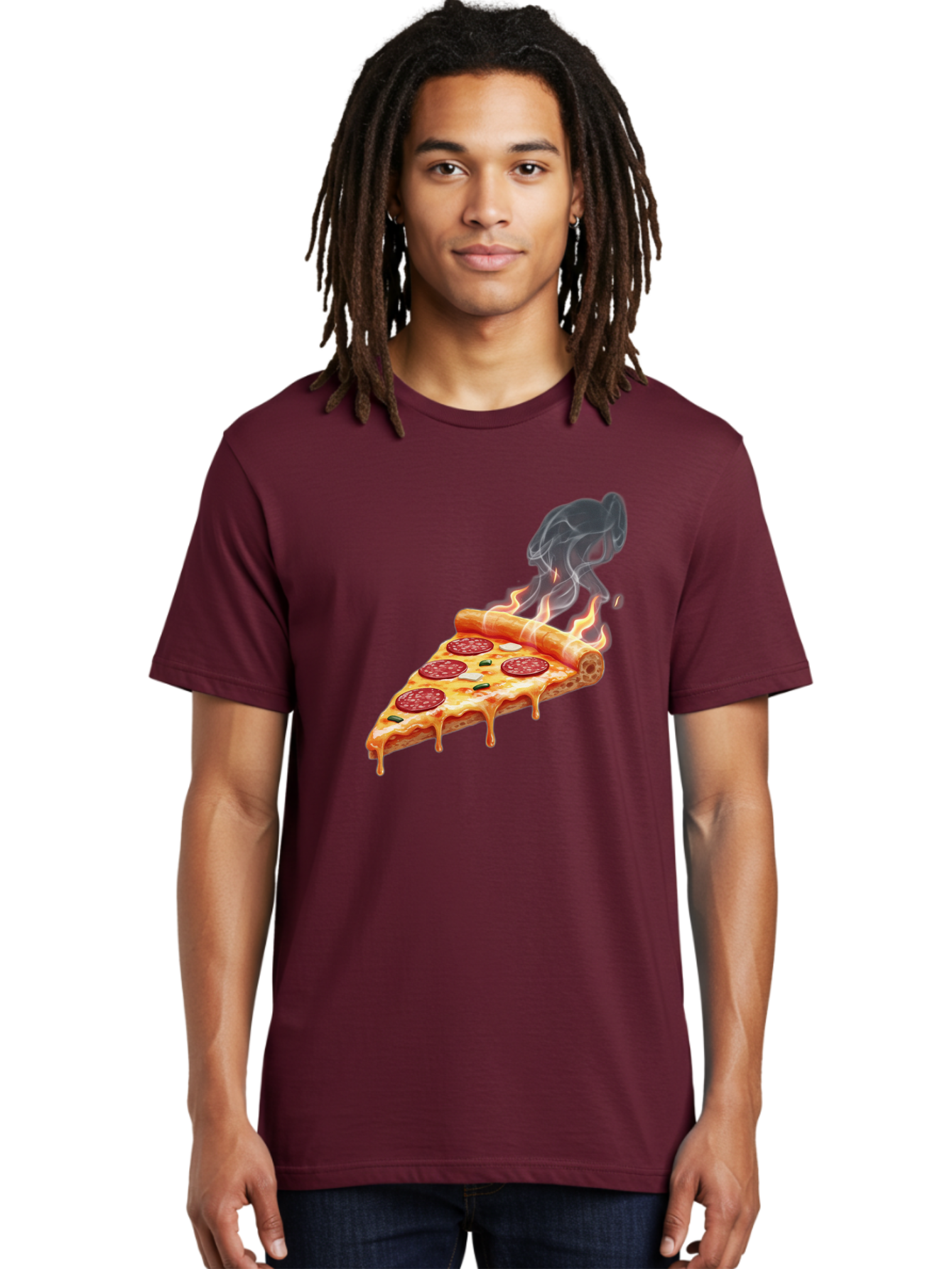 Pepperoni-Pizza-Slice-19 Men'S Graphic Tee, 100% Cotton, Comfortable Casual Summer Wear, Machine Washable, Pepperoni Pizza, Melting Cheese, Fresh Basil, Hot Pizza, Savory Flavors, Italian Cuisine, Pizza Slice, Food Illustration, Pepperoni, Bac229