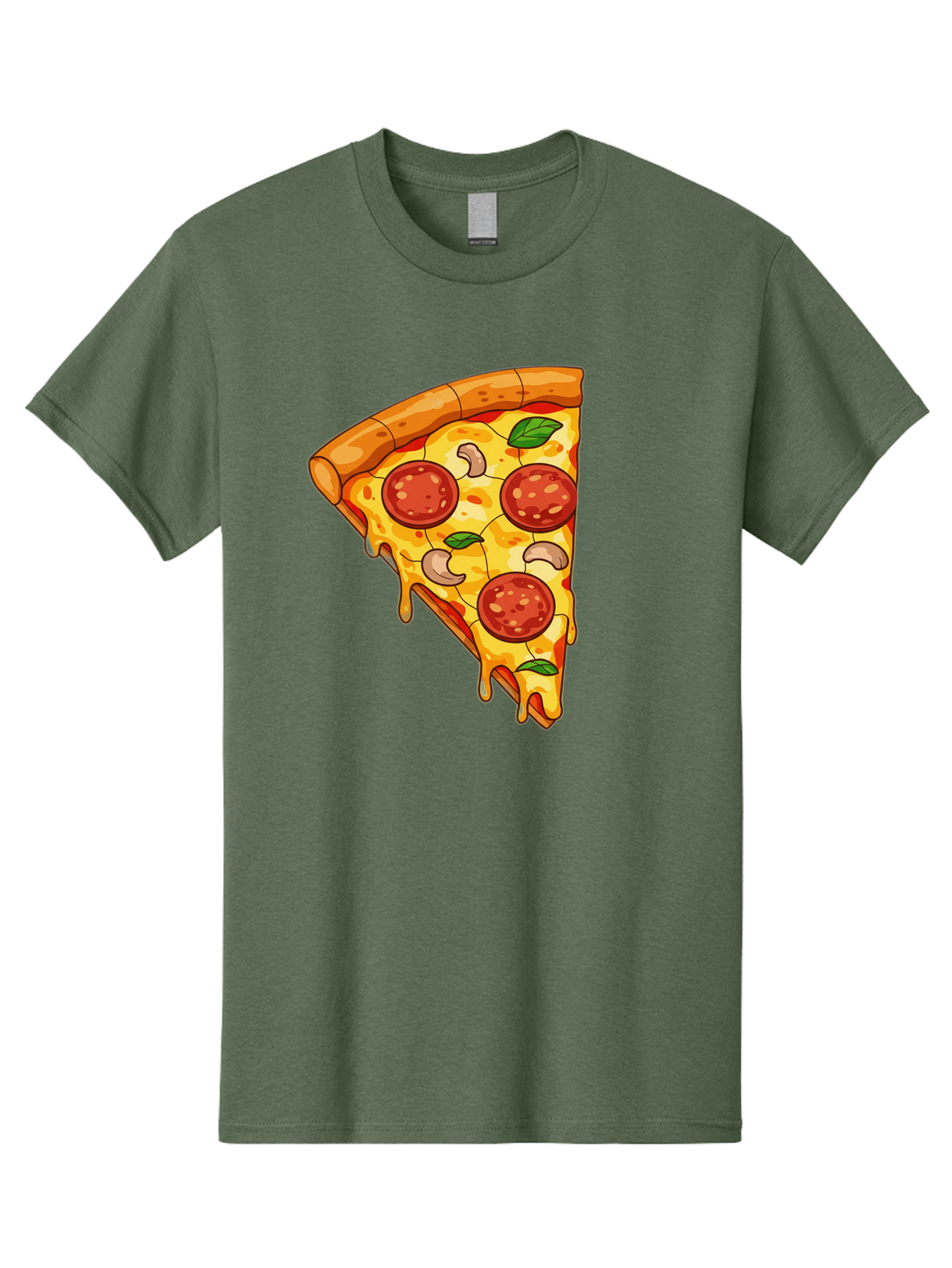 Pepperoni-Pizza-Slice-2 Men'S Graphic Tee, 100% Cotton, Comfortable Casual Summer Wear, Machine Washable, Cheesy Pizza Slice, Pepperoni Pizza, Cashew Nuts, Basil Leaves, Melted Cheese, Golden Crust, Cartoon Pizza, Pizza Graphics, Bac230