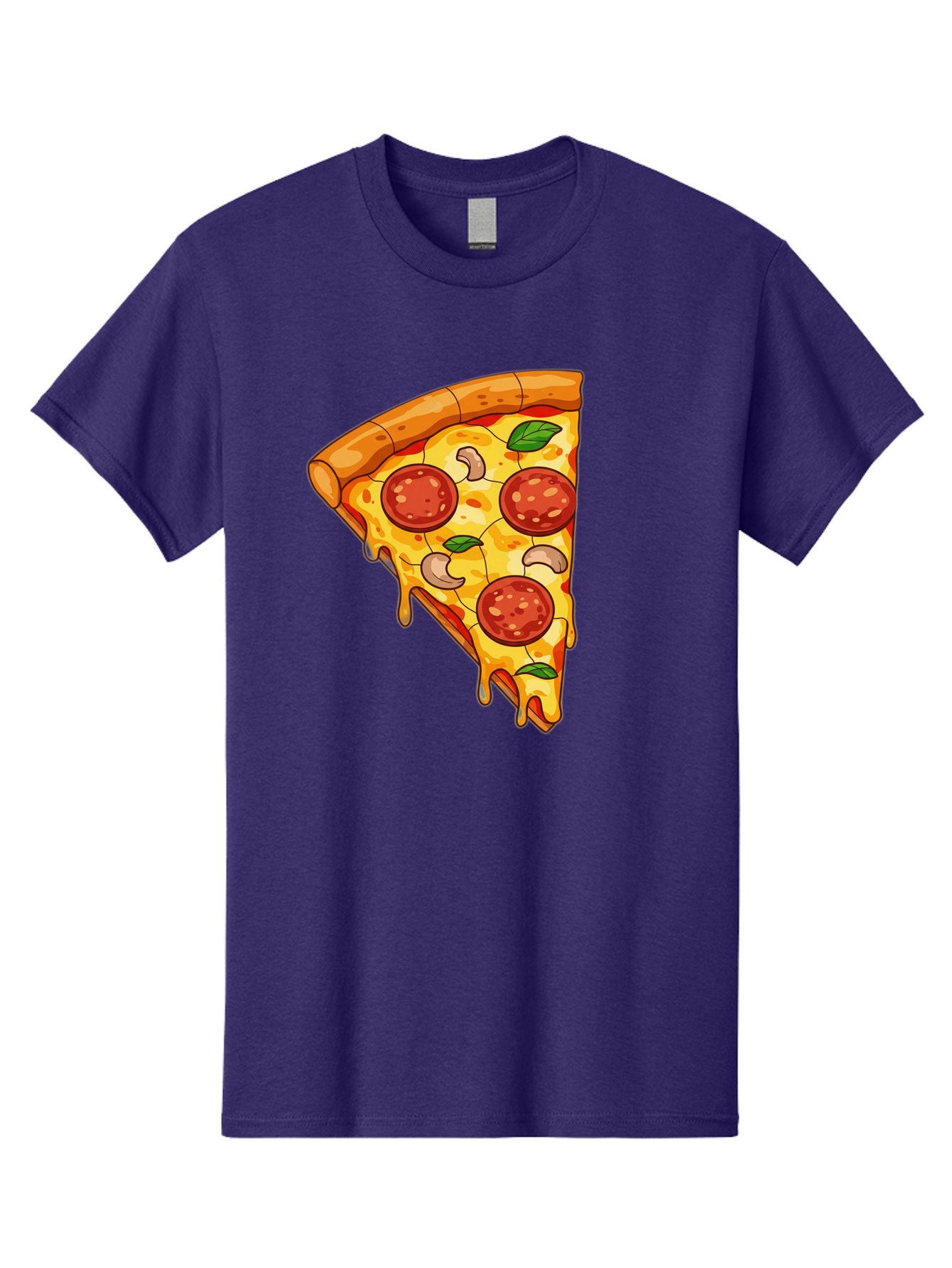 Pepperoni-Pizza-Slice-2 Men'S Graphic Tee, 100% Cotton, Comfortable Casual Summer Wear, Machine Washable, Cheesy Pizza Slice, Pepperoni Pizza, Cashew Nuts, Basil Leaves, Melted Cheese, Golden Crust, Cartoon Pizza, Pizza Graphics, Bac230