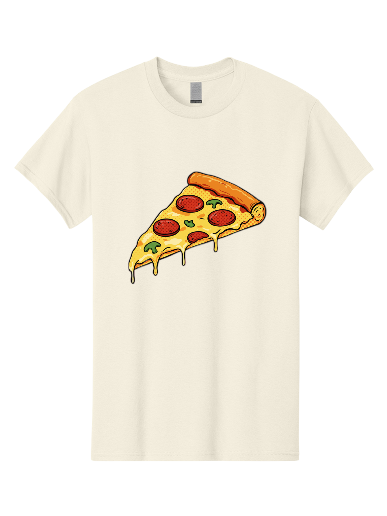 Pepperoni-Pizza-Slice-20 Men'S Graphic Tee, 100% Cotton, Comfortable Casual Summer Wear, Machine Washable, Pepperoni Pizza, Pizza Slice, Melted Cheese, Green Peppers, Tomato Sauce, Italian Food, Food Illustration, Cartoon Pizza, Tasty Pizza, Bac231