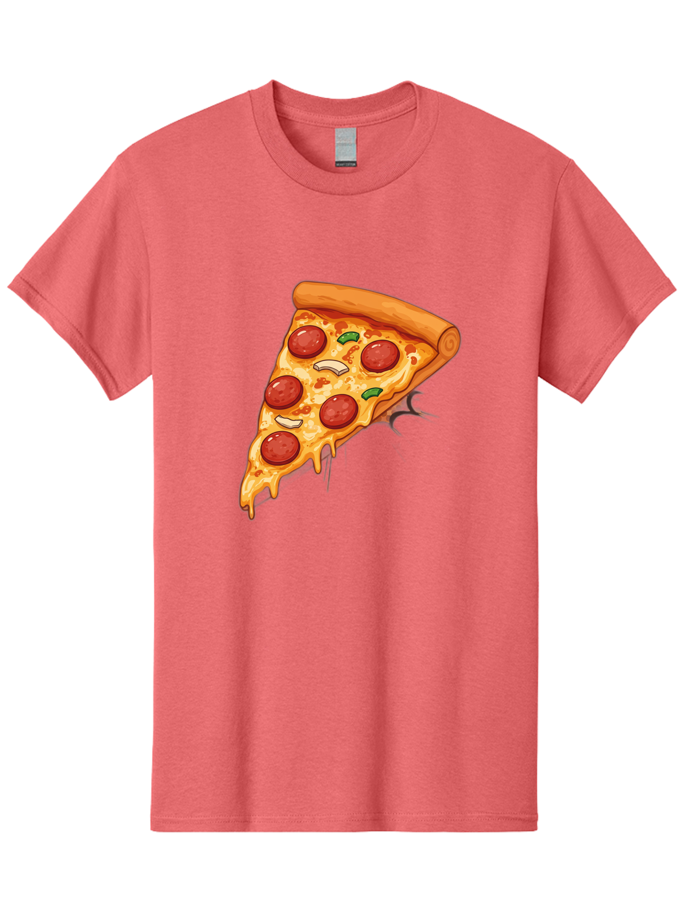 Pepperoni-Pizza-Slice-21 Men'S Graphic Tee, 100% Cotton, Comfortable Casual Summer Wear, Machine Washable, Pepperoni Pizza Slice, Cheesy Goodness, Savory Toppings, Melted Mozzarella, Italian Cuisine, Delicious Food, Appetizing Meal, Drooling, Bac232