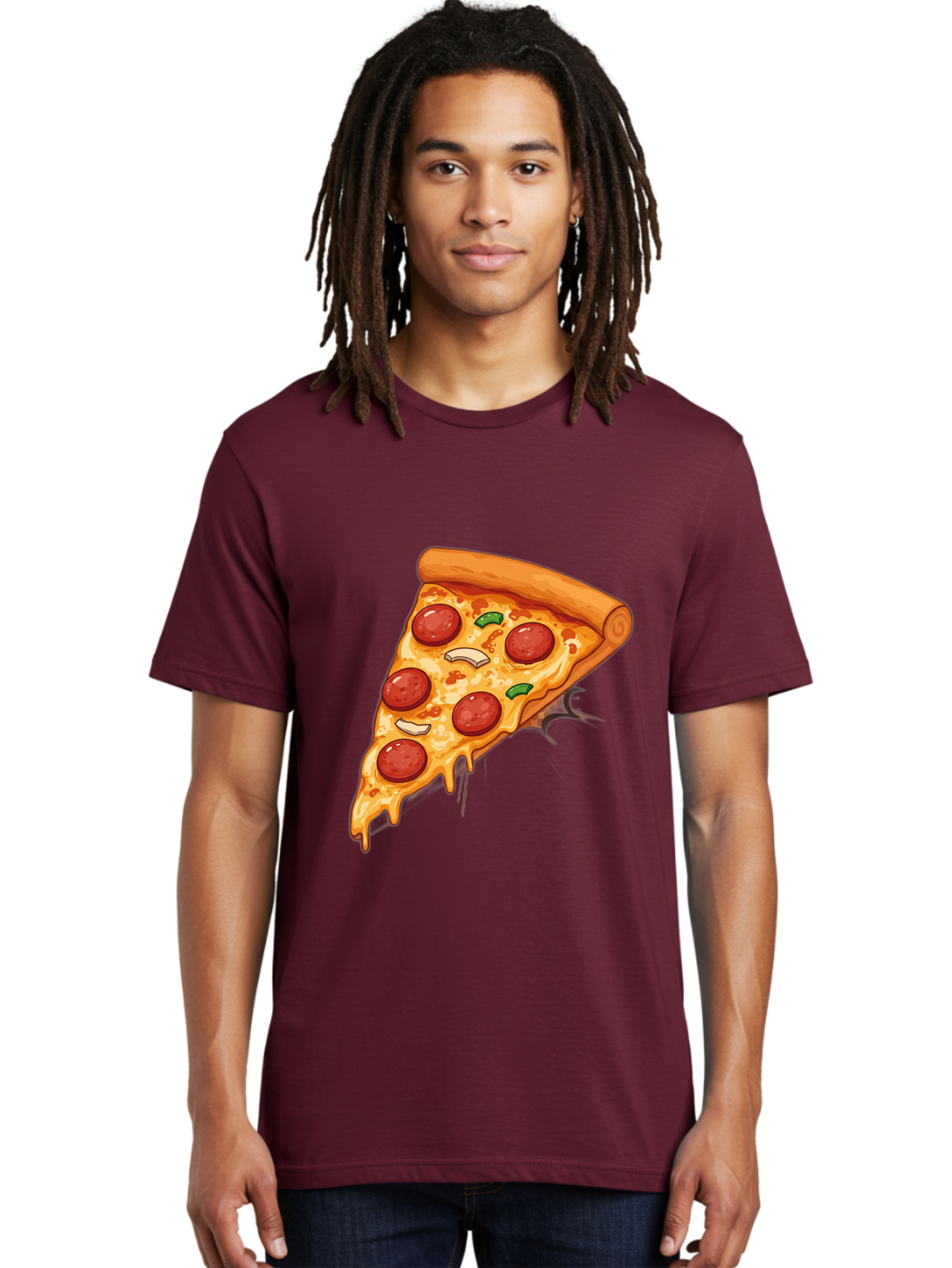 Pepperoni-Pizza-Slice-21 Men'S Graphic Tee, 100% Cotton, Comfortable Casual Summer Wear, Machine Washable, Pepperoni Pizza Slice, Cheesy Goodness, Savory Toppings, Melted Mozzarella, Italian Cuisine, Delicious Food, Appetizing Meal, Drooling, Bac232