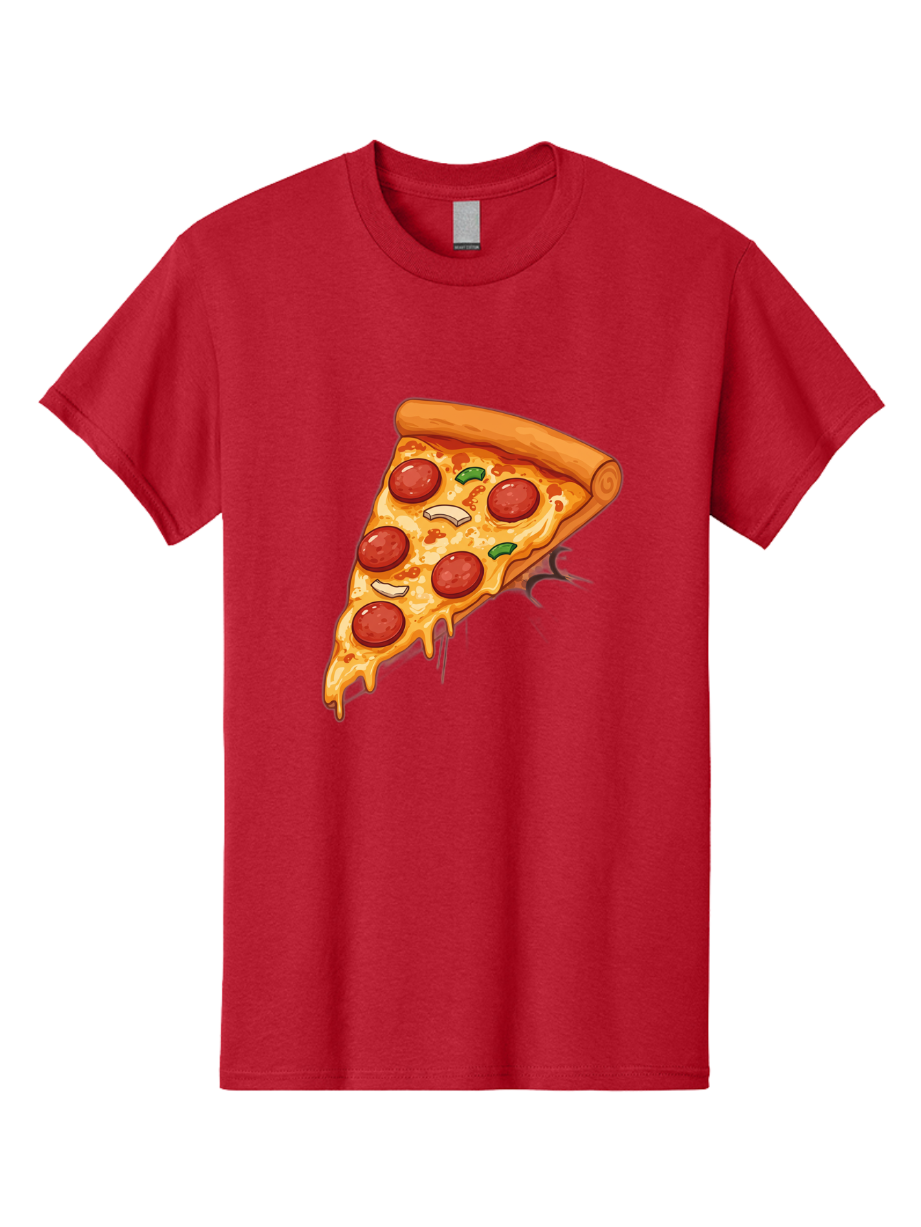 Pepperoni-Pizza-Slice-21 Men'S Graphic Tee, 100% Cotton, Comfortable Casual Summer Wear, Machine Washable, Pepperoni Pizza Slice, Cheesy Goodness, Savory Toppings, Melted Mozzarella, Italian Cuisine, Delicious Food, Appetizing Meal, Drooling, Bac232