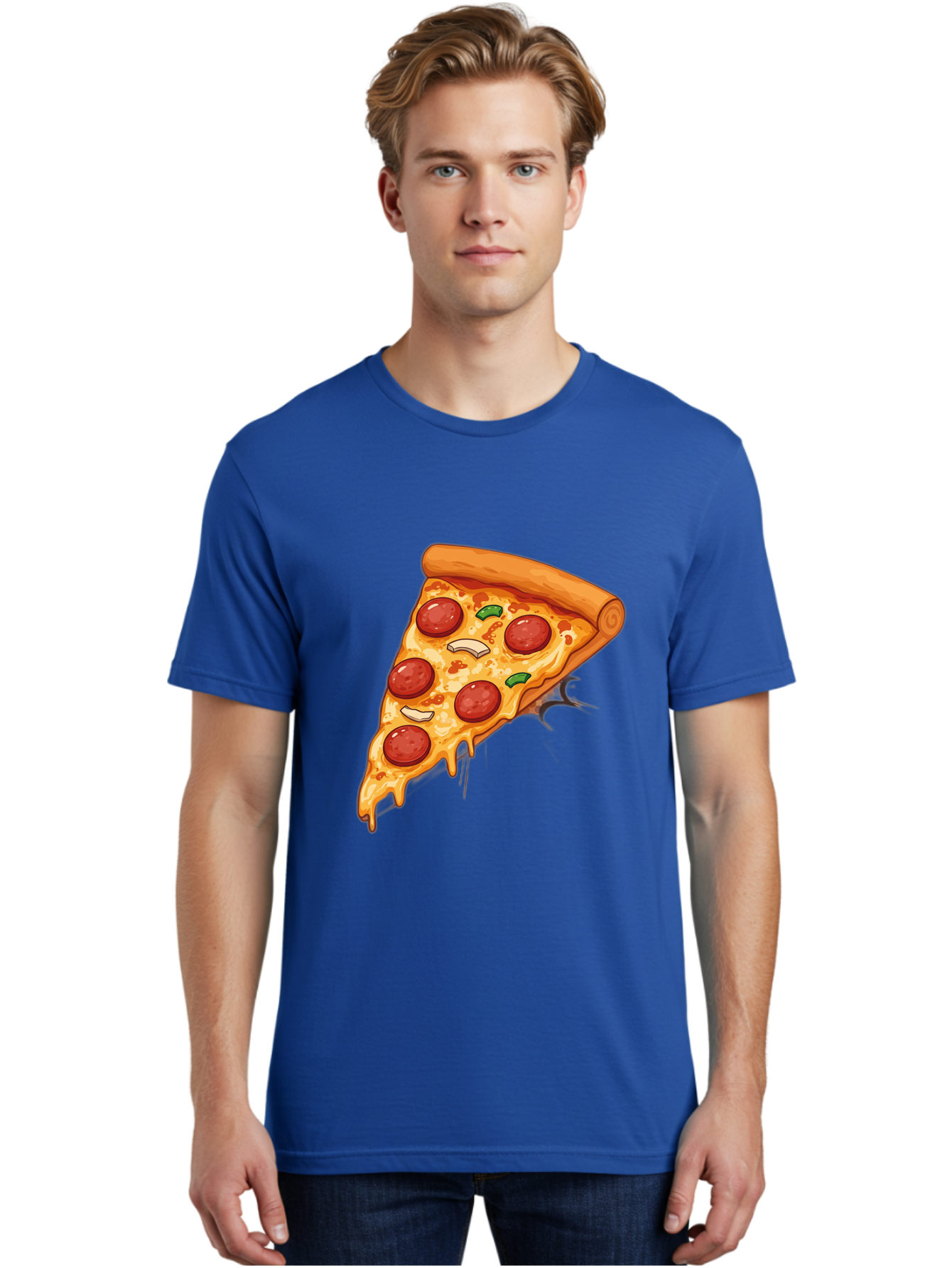 Pepperoni-Pizza-Slice-21 Men'S Graphic Tee, 100% Cotton, Comfortable Casual Summer Wear, Machine Washable, Pepperoni Pizza Slice, Cheesy Goodness, Savory Toppings, Melted Mozzarella, Italian Cuisine, Delicious Food, Appetizing Meal, Drooling, Bac232