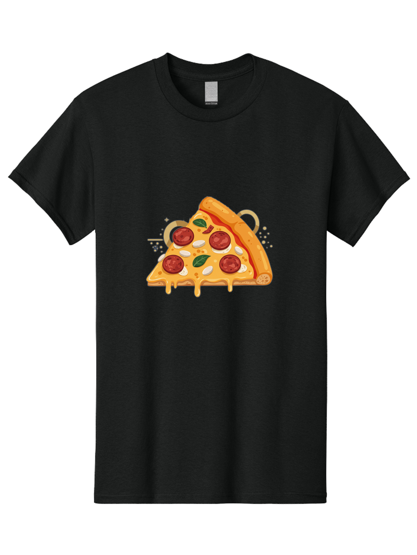 Pepperoni-Pizza-Slice-22 Men'S Graphic Tee, 100% Cotton, Comfortable Casual Summer Wear, Machine Washable, Pepperoni Pizza, Cheesy Goodness, Melted Cheese, Italian Cuisine, Savory Flavors, Appetizing Treat, Food Illustration, Bac233