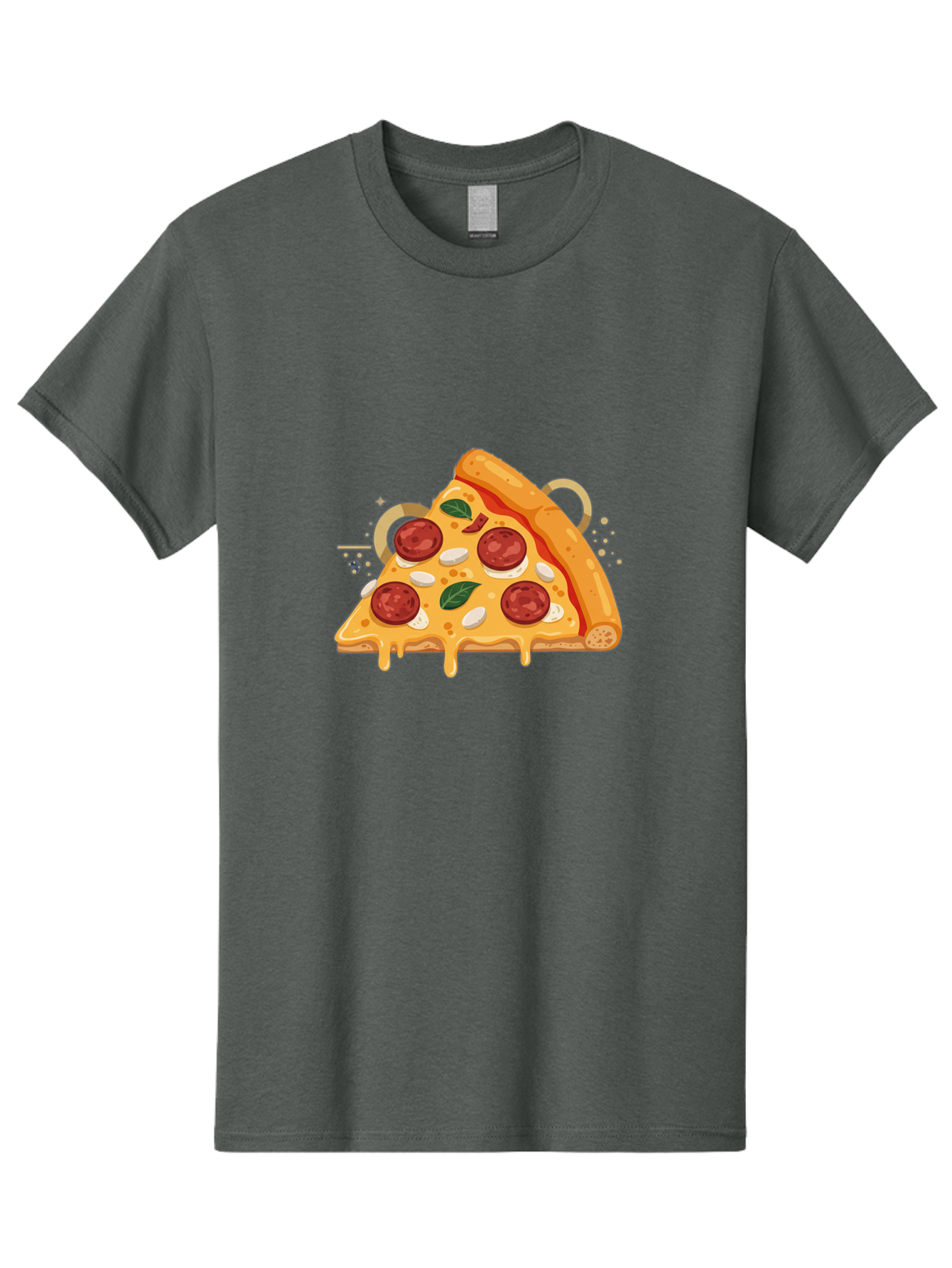 Pepperoni-Pizza-Slice-22 Men'S Graphic Tee, 100% Cotton, Comfortable Casual Summer Wear, Machine Washable, Pepperoni Pizza, Cheesy Goodness, Melted Cheese, Italian Cuisine, Savory Flavors, Appetizing Treat, Food Illustration, Bac233