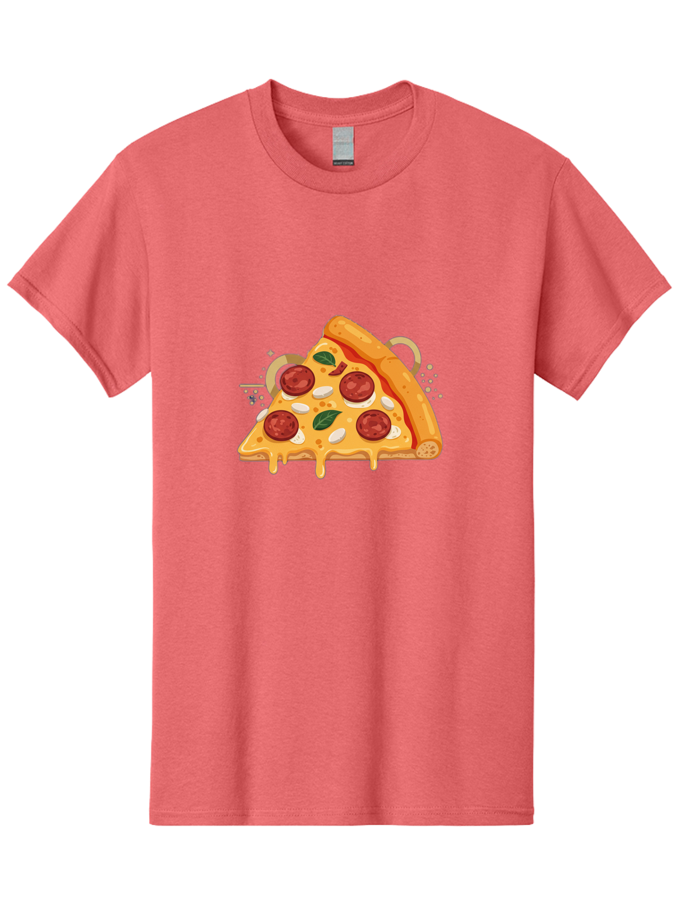 Pepperoni-Pizza-Slice-22 Men'S Graphic Tee, 100% Cotton, Comfortable Casual Summer Wear, Machine Washable, Pepperoni Pizza, Cheesy Goodness, Melted Cheese, Italian Cuisine, Savory Flavors, Appetizing Treat, Food Illustration, Bac233