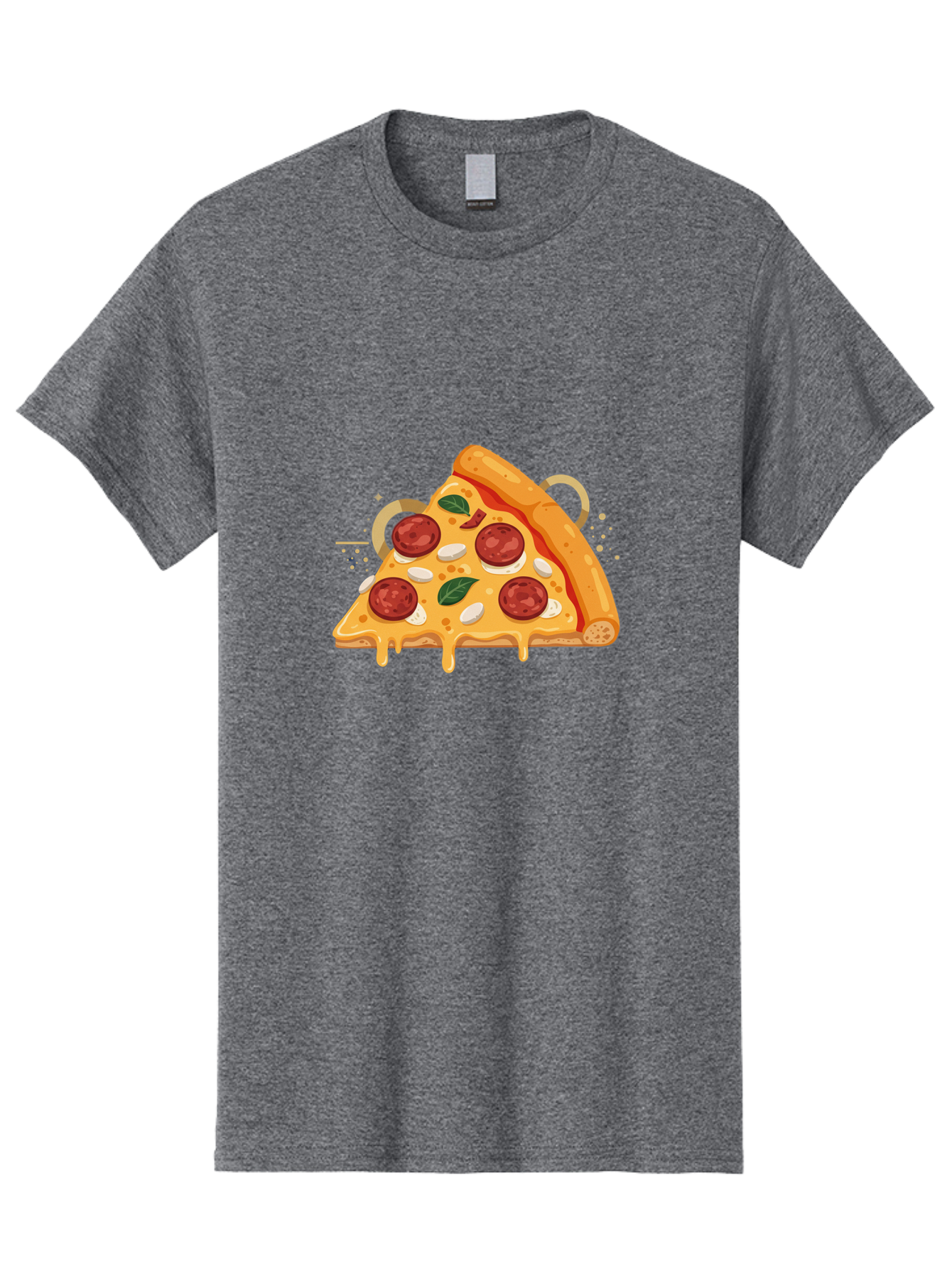 Pepperoni-Pizza-Slice-22 Men'S Graphic Tee, 100% Cotton, Comfortable Casual Summer Wear, Machine Washable, Pepperoni Pizza, Cheesy Goodness, Melted Cheese, Italian Cuisine, Savory Flavors, Appetizing Treat, Food Illustration, Bac233