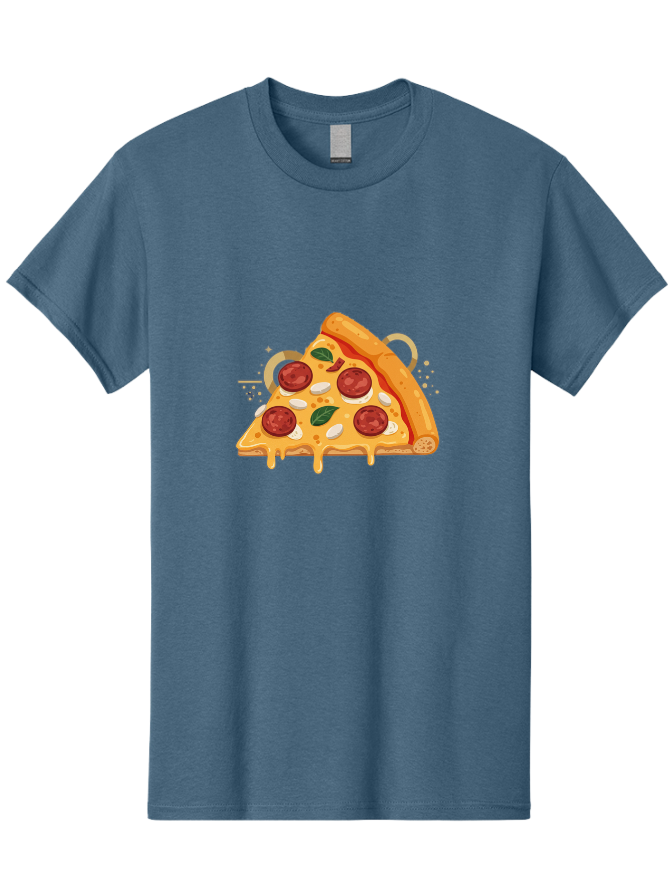 Pepperoni-Pizza-Slice-22 Men'S Graphic Tee, 100% Cotton, Comfortable Casual Summer Wear, Machine Washable, Pepperoni Pizza, Cheesy Goodness, Melted Cheese, Italian Cuisine, Savory Flavors, Appetizing Treat, Food Illustration, Bac233