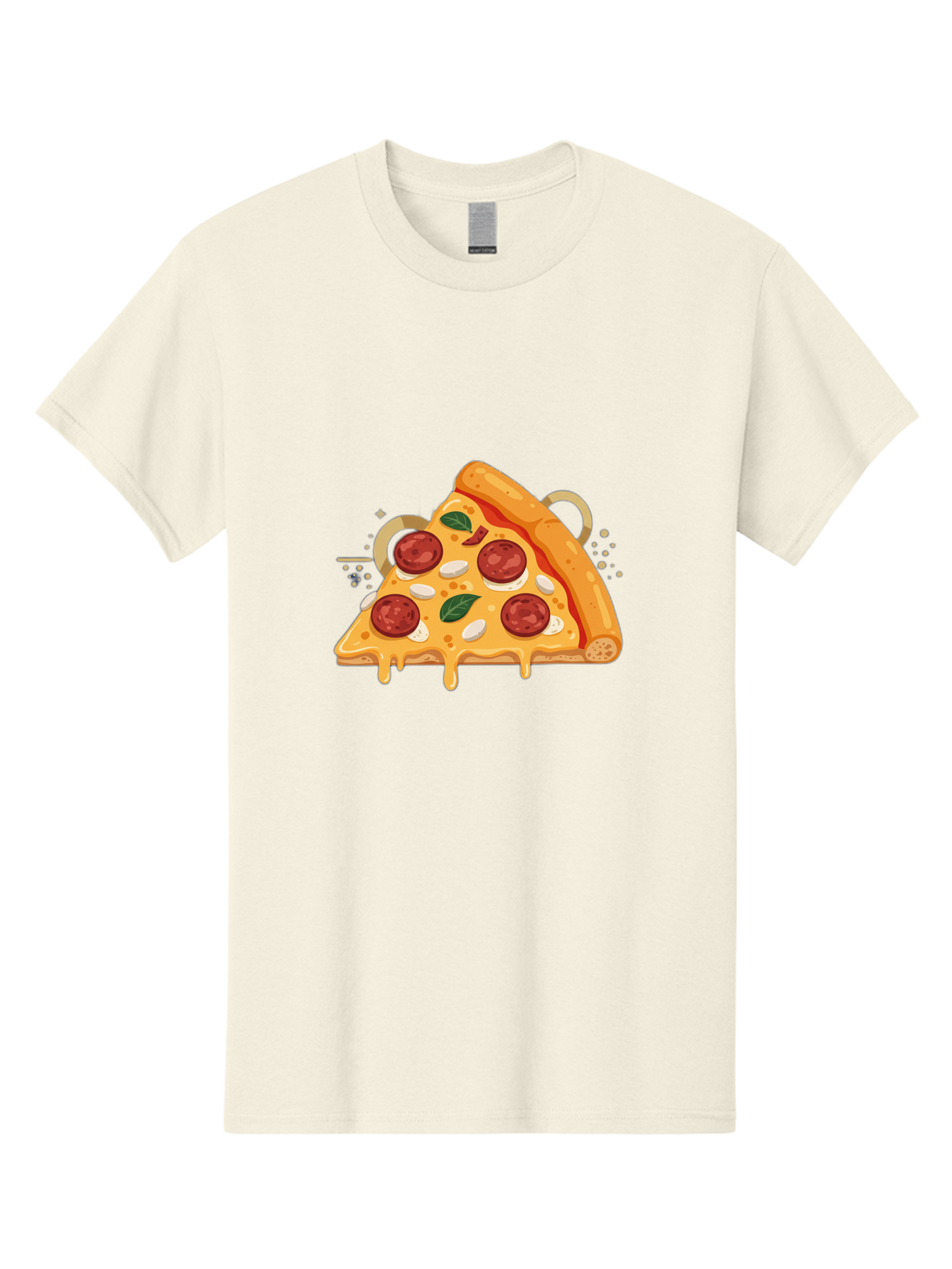 Pepperoni-Pizza-Slice-22 Men'S Graphic Tee, 100% Cotton, Comfortable Casual Summer Wear, Machine Washable, Pepperoni Pizza, Cheesy Goodness, Melted Cheese, Italian Cuisine, Savory Flavors, Appetizing Treat, Food Illustration, Bac233
