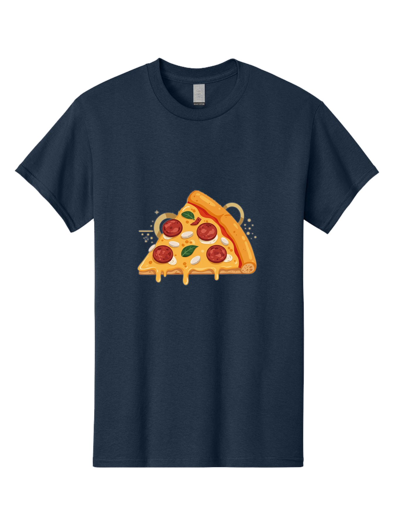 Pepperoni-Pizza-Slice-22 Men'S Graphic Tee, 100% Cotton, Comfortable Casual Summer Wear, Machine Washable, Pepperoni Pizza, Cheesy Goodness, Melted Cheese, Italian Cuisine, Savory Flavors, Appetizing Treat, Food Illustration, Bac233