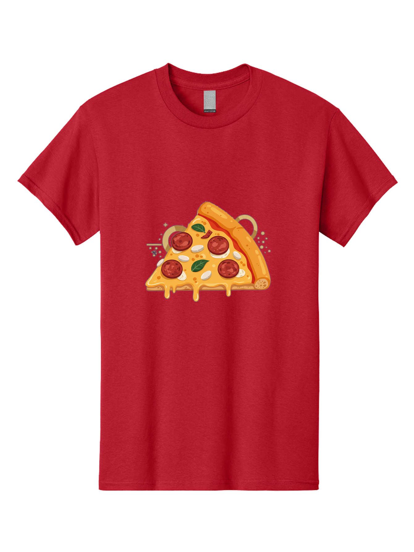 Pepperoni-Pizza-Slice-22 Men'S Graphic Tee, 100% Cotton, Comfortable Casual Summer Wear, Machine Washable, Pepperoni Pizza, Cheesy Goodness, Melted Cheese, Italian Cuisine, Savory Flavors, Appetizing Treat, Food Illustration, Bac233