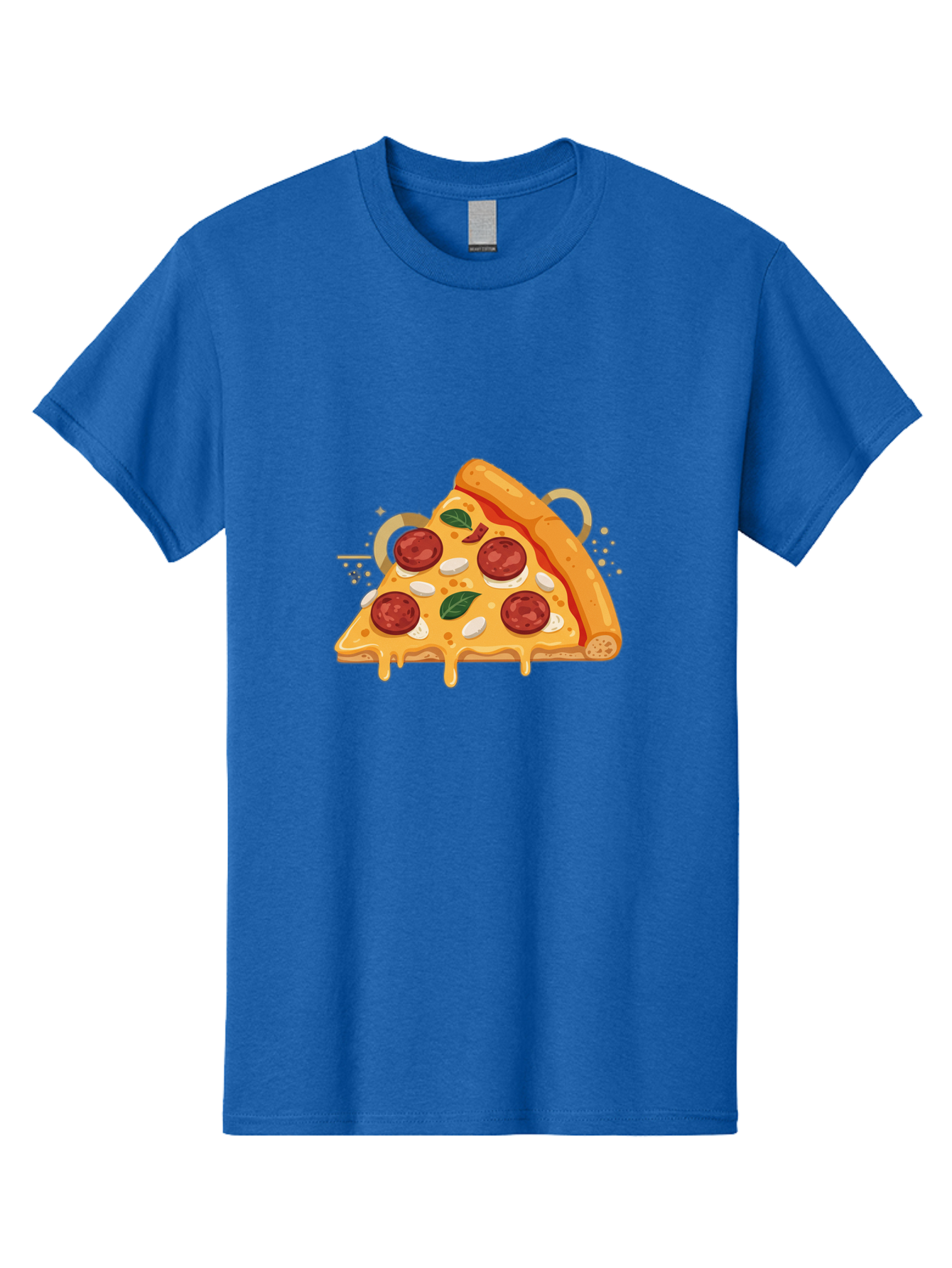 Pepperoni-Pizza-Slice-22 Men'S Graphic Tee, 100% Cotton, Comfortable Casual Summer Wear, Machine Washable, Pepperoni Pizza, Cheesy Goodness, Melted Cheese, Italian Cuisine, Savory Flavors, Appetizing Treat, Food Illustration, Bac233