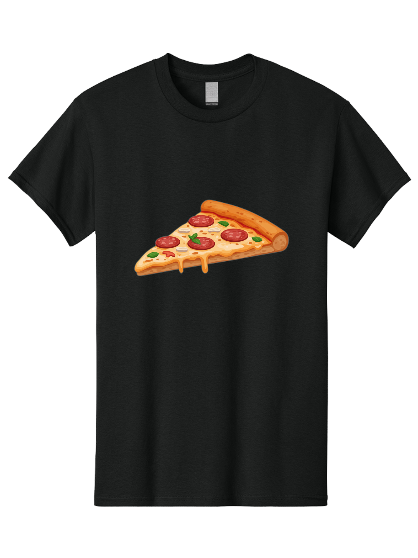 Pepperoni-Pizza-Slice-3 Men'S Graphic Tee, 100% Cotton, Comfortable Casual Summer Wear, Machine Washable, Pepperoni Pizza, Pizza Slice, Cheesy Goodness, Melted Cheese, Savory Pepperoni, Fresh Basil, Italian Cuisine, Foodie Delight Bac235