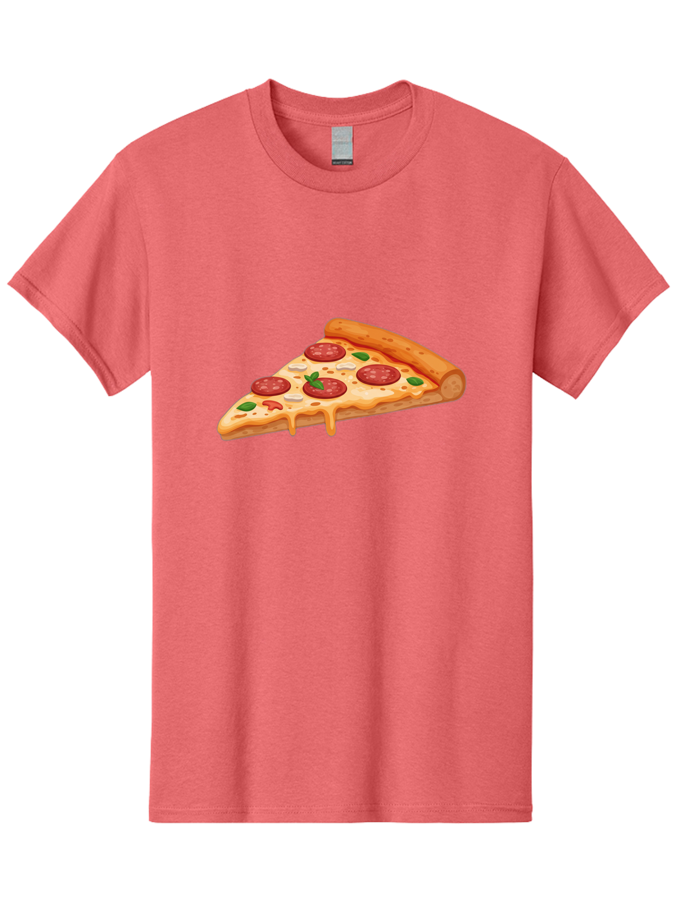 Pepperoni-Pizza-Slice-3 Men'S Graphic Tee, 100% Cotton, Comfortable Casual Summer Wear, Machine Washable, Pepperoni Pizza, Pizza Slice, Cheesy Goodness, Melted Cheese, Savory Pepperoni, Fresh Basil, Italian Cuisine, Foodie Delight Bac235