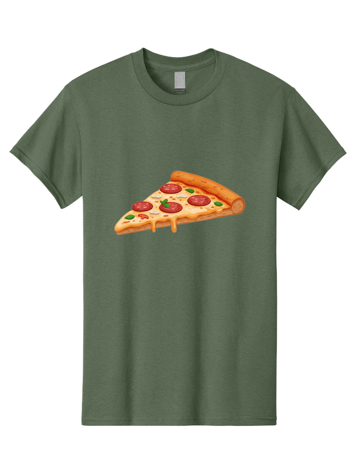 Pepperoni-Pizza-Slice-3 Men'S Graphic Tee, 100% Cotton, Comfortable Casual Summer Wear, Machine Washable, Pepperoni Pizza, Pizza Slice, Cheesy Goodness, Melted Cheese, Savory Pepperoni, Fresh Basil, Italian Cuisine, Foodie Delight Bac235
