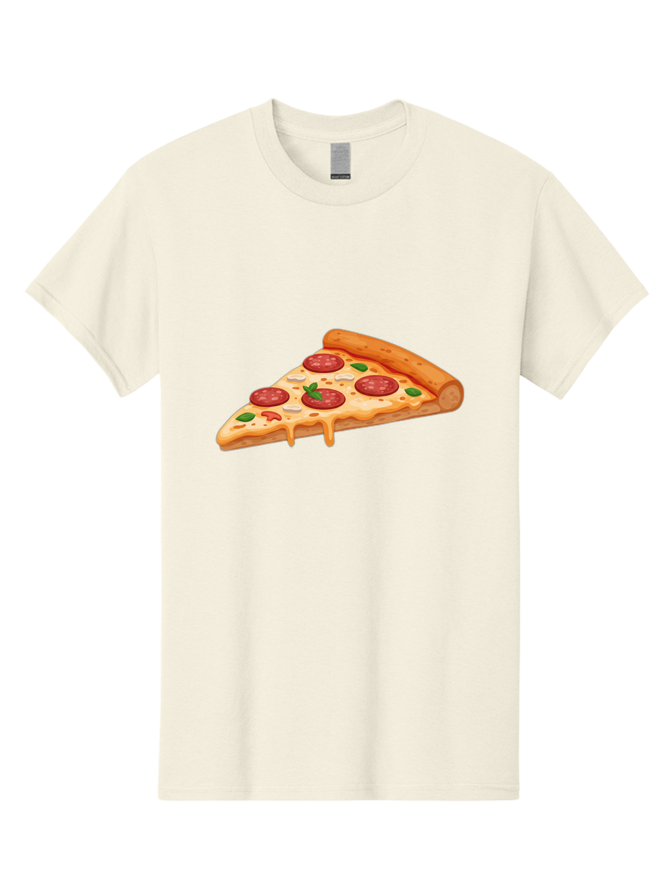 Pepperoni-Pizza-Slice-3 Men'S Graphic Tee, 100% Cotton, Comfortable Casual Summer Wear, Machine Washable, Pepperoni Pizza, Pizza Slice, Cheesy Goodness, Melted Cheese, Savory Pepperoni, Fresh Basil, Italian Cuisine, Foodie Delight Bac235