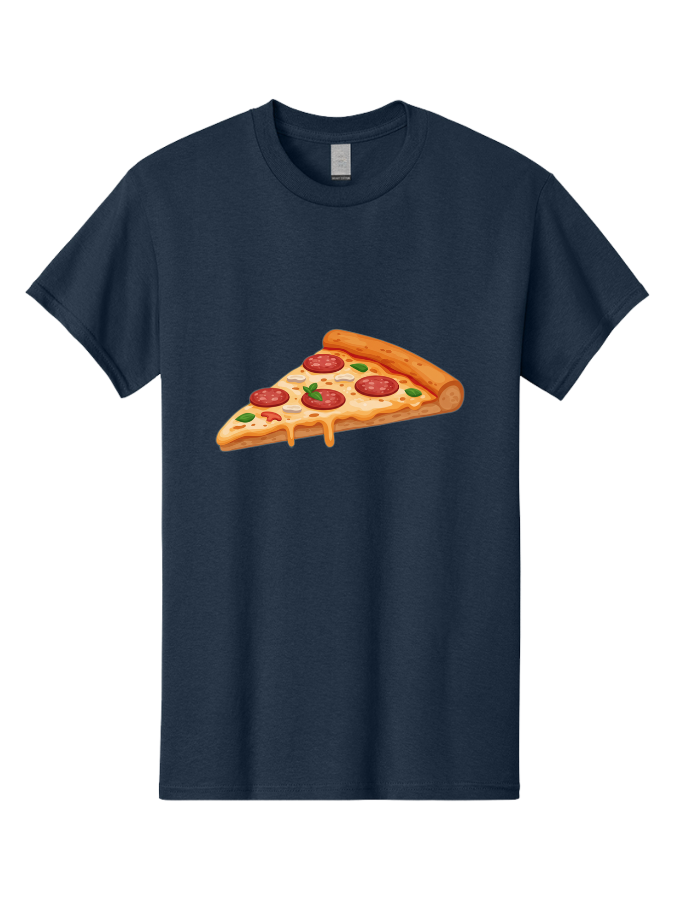 Pepperoni-Pizza-Slice-3 Men'S Graphic Tee, 100% Cotton, Comfortable Casual Summer Wear, Machine Washable, Pepperoni Pizza, Pizza Slice, Cheesy Goodness, Melted Cheese, Savory Pepperoni, Fresh Basil, Italian Cuisine, Foodie Delight Bac235