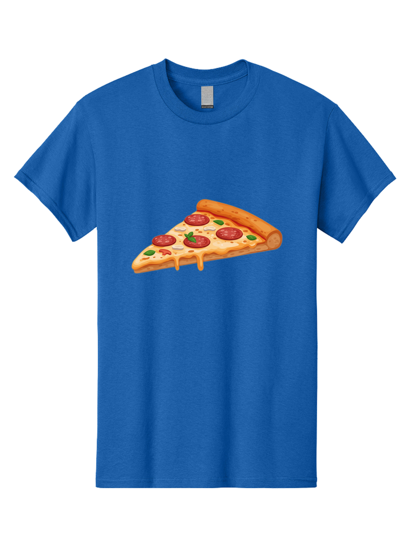 Pepperoni-Pizza-Slice-3 Men'S Graphic Tee, 100% Cotton, Comfortable Casual Summer Wear, Machine Washable, Pepperoni Pizza, Pizza Slice, Cheesy Goodness, Melted Cheese, Savory Pepperoni, Fresh Basil, Italian Cuisine, Foodie Delight Bac235