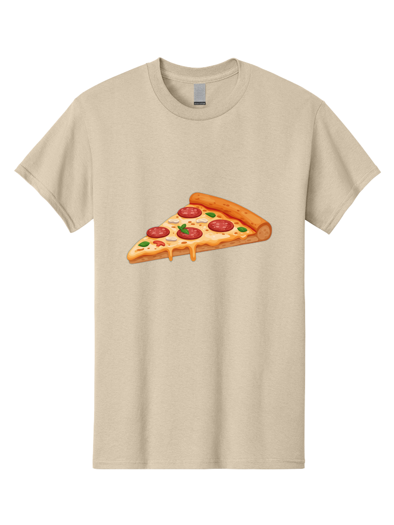 Pepperoni-Pizza-Slice-3 Men'S Graphic Tee, 100% Cotton, Comfortable Casual Summer Wear, Machine Washable, Pepperoni Pizza, Pizza Slice, Cheesy Goodness, Melted Cheese, Savory Pepperoni, Fresh Basil, Italian Cuisine, Foodie Delight Bac235