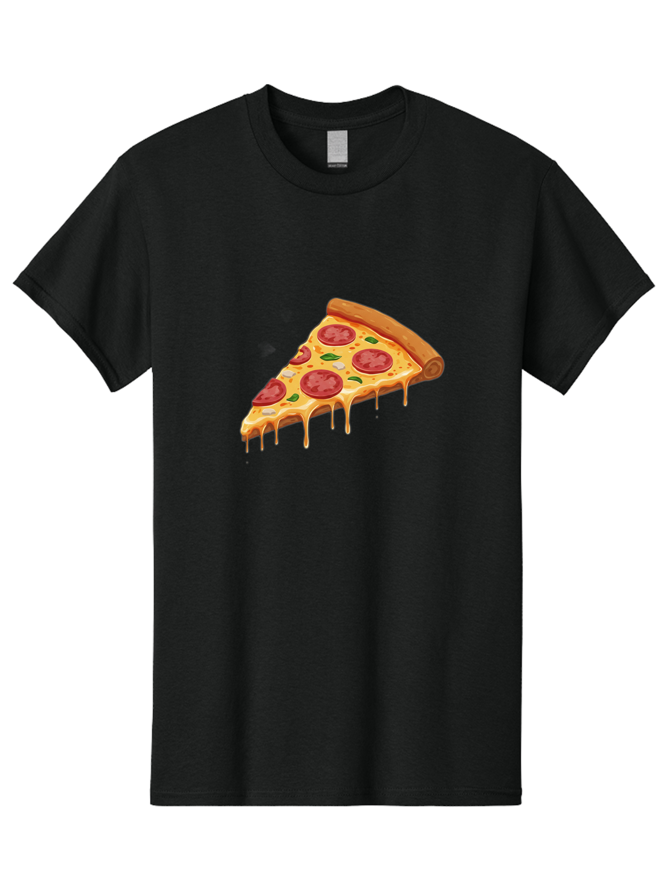 Pepperoni-Pizza-Slice-4 Men'S Graphic Tee, 100% Cotton, Comfortable Casual Summer Wear, Machine Washable, Pepperoni Pizza, Pizza Slice, Melted Cheese, Pepperoni, Basil Leaves, Gooey Cheese, Pizza Toppings, Italian Food, Cheesy Goodness Bac236