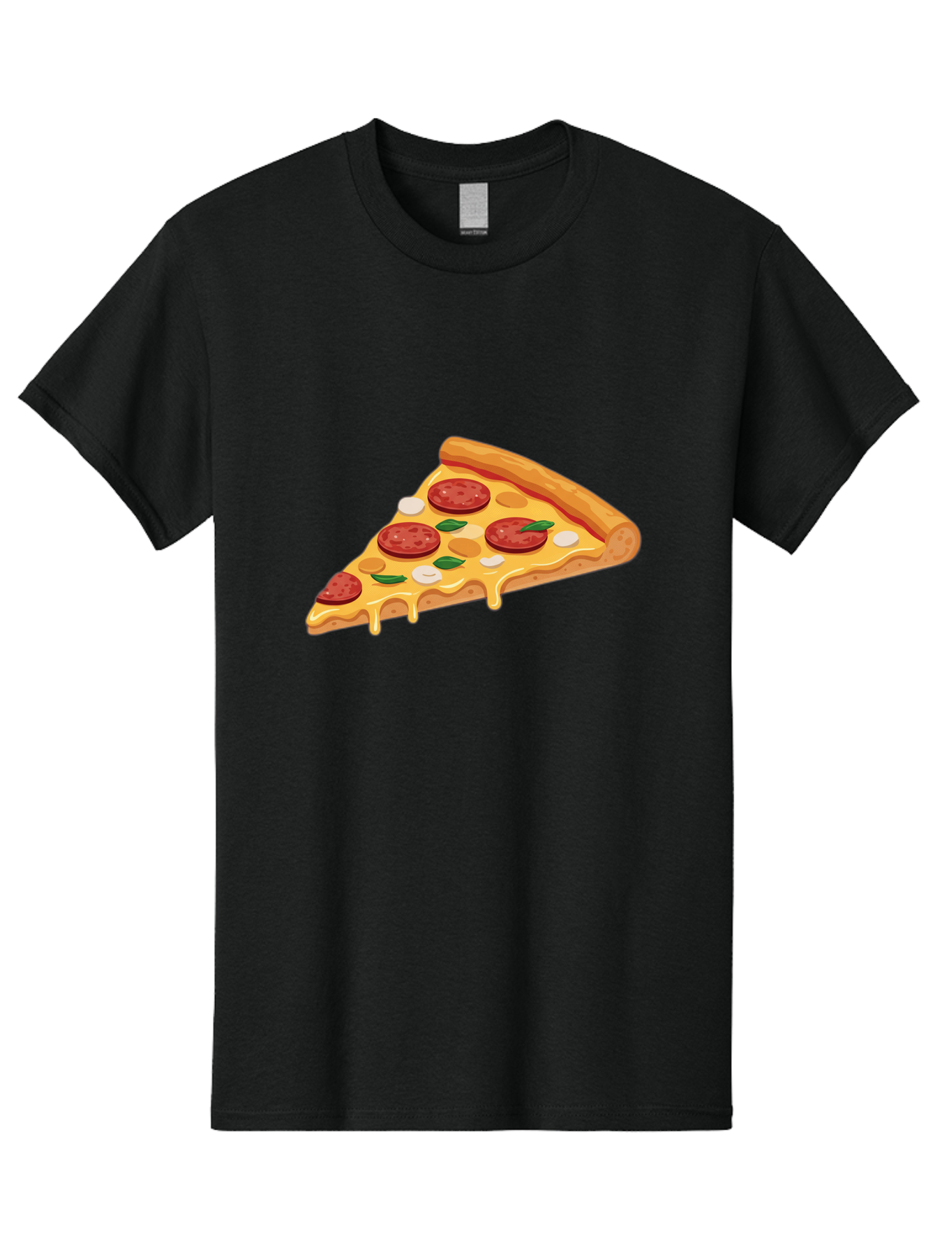 Pepperoni-Pizza-Slice-5 Men'S Graphic Tee, 100% Cotton, Comfortable Casual Summer Wear, Machine Washable, Pepperoni Pizza, Pizza Slice, Melted Cheese, Pepperoni, Basil, Garlic, Italian Food, Cheesy Goodness, Tasty Pizza, Food Illustration Bac237