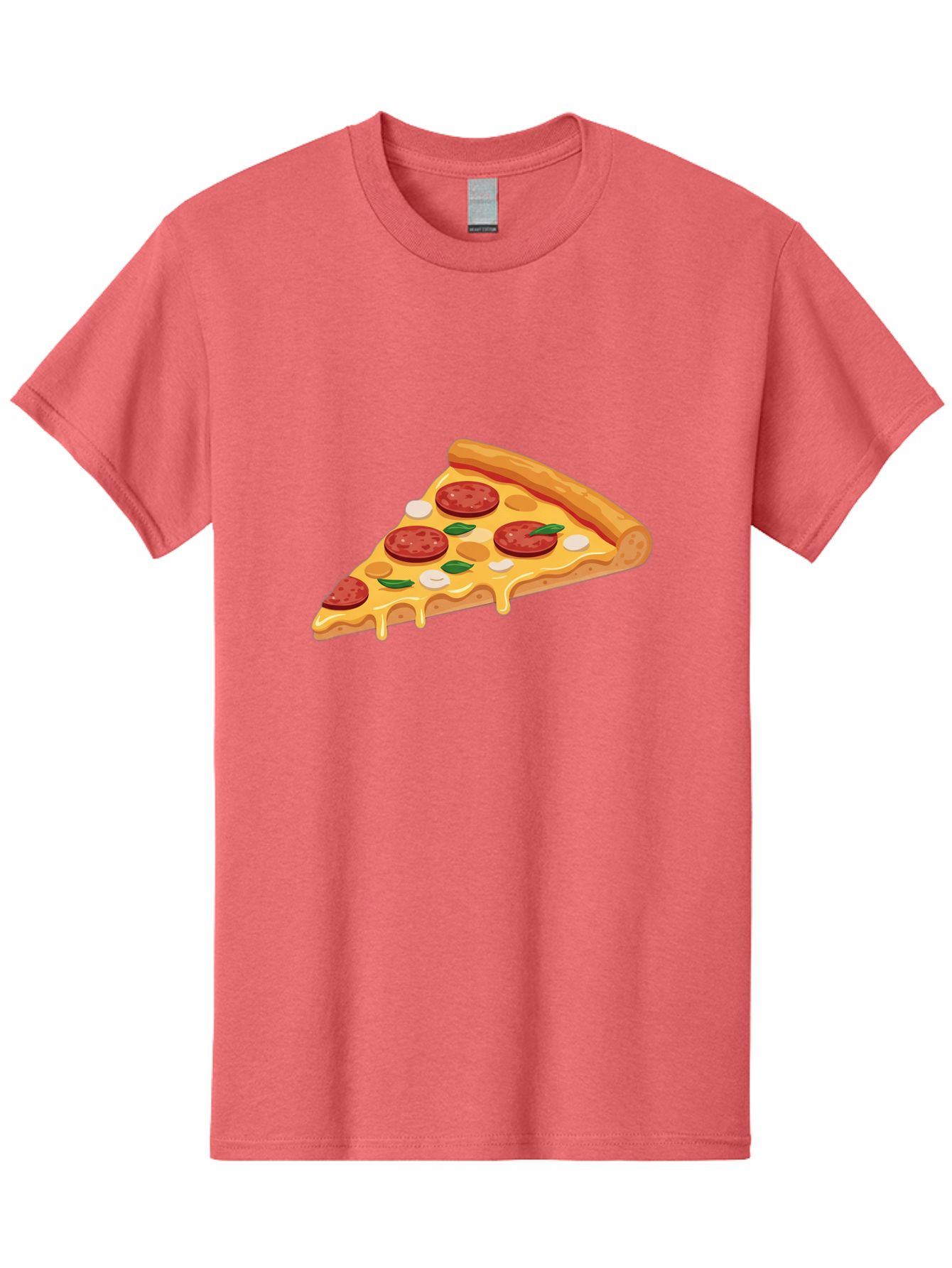 Pepperoni-Pizza-Slice-5 Men'S Graphic Tee, 100% Cotton, Comfortable Casual Summer Wear, Machine Washable, Pepperoni Pizza, Pizza Slice, Melted Cheese, Pepperoni, Basil, Garlic, Italian Food, Cheesy Goodness, Tasty Pizza, Food Illustration Bac237
