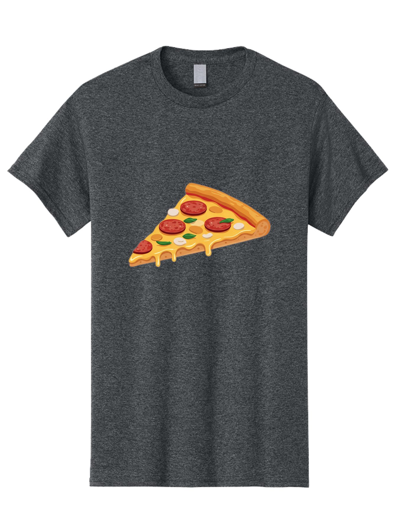 Pepperoni-Pizza-Slice-5 Men'S Graphic Tee, 100% Cotton, Comfortable Casual Summer Wear, Machine Washable, Pepperoni Pizza, Pizza Slice, Melted Cheese, Pepperoni, Basil, Garlic, Italian Food, Cheesy Goodness, Tasty Pizza, Food Illustration Bac237