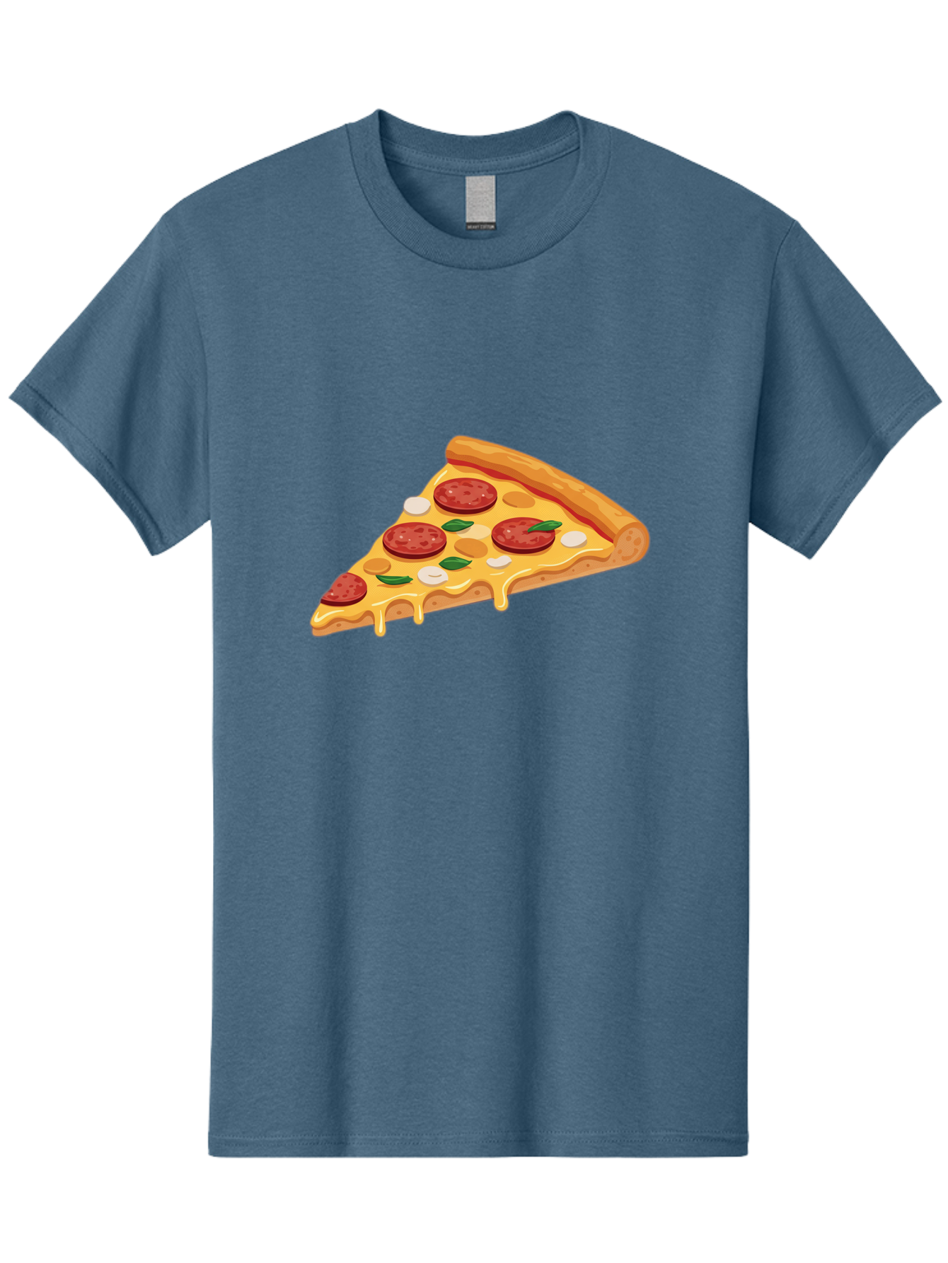 Pepperoni-Pizza-Slice-5 Men'S Graphic Tee, 100% Cotton, Comfortable Casual Summer Wear, Machine Washable, Pepperoni Pizza, Pizza Slice, Melted Cheese, Pepperoni, Basil, Garlic, Italian Food, Cheesy Goodness, Tasty Pizza, Food Illustration Bac237