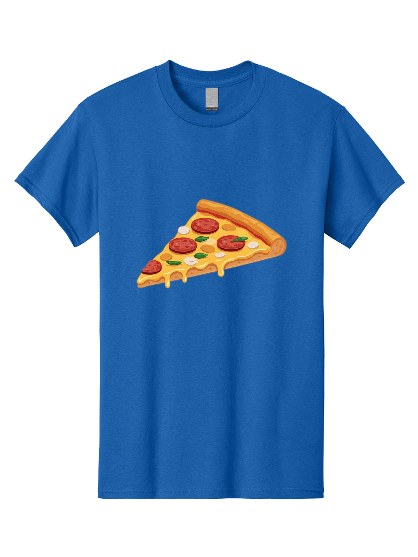Pepperoni-Pizza-Slice-5 Men'S Graphic Tee, 100% Cotton, Comfortable Casual Summer Wear, Machine Washable, Pepperoni Pizza, Pizza Slice, Melted Cheese, Pepperoni, Basil, Garlic, Italian Food, Cheesy Goodness, Tasty Pizza, Food Illustration Bac237