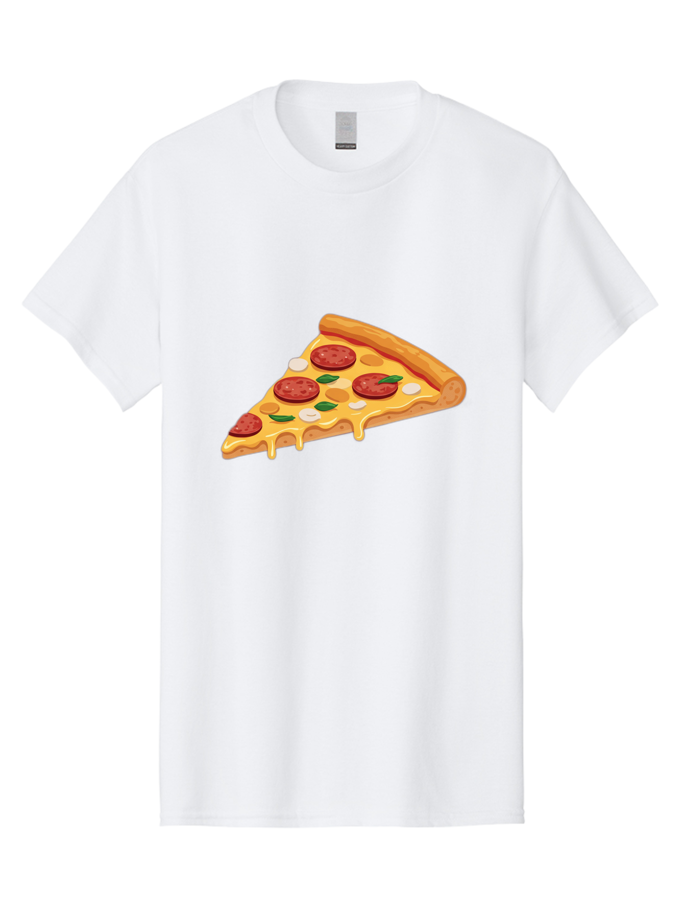 Pepperoni-Pizza-Slice-5 Men'S Graphic Tee, 100% Cotton, Comfortable Casual Summer Wear, Machine Washable, Pepperoni Pizza, Pizza Slice, Melted Cheese, Pepperoni, Basil, Garlic, Italian Food, Cheesy Goodness, Tasty Pizza, Food Illustration Bac237