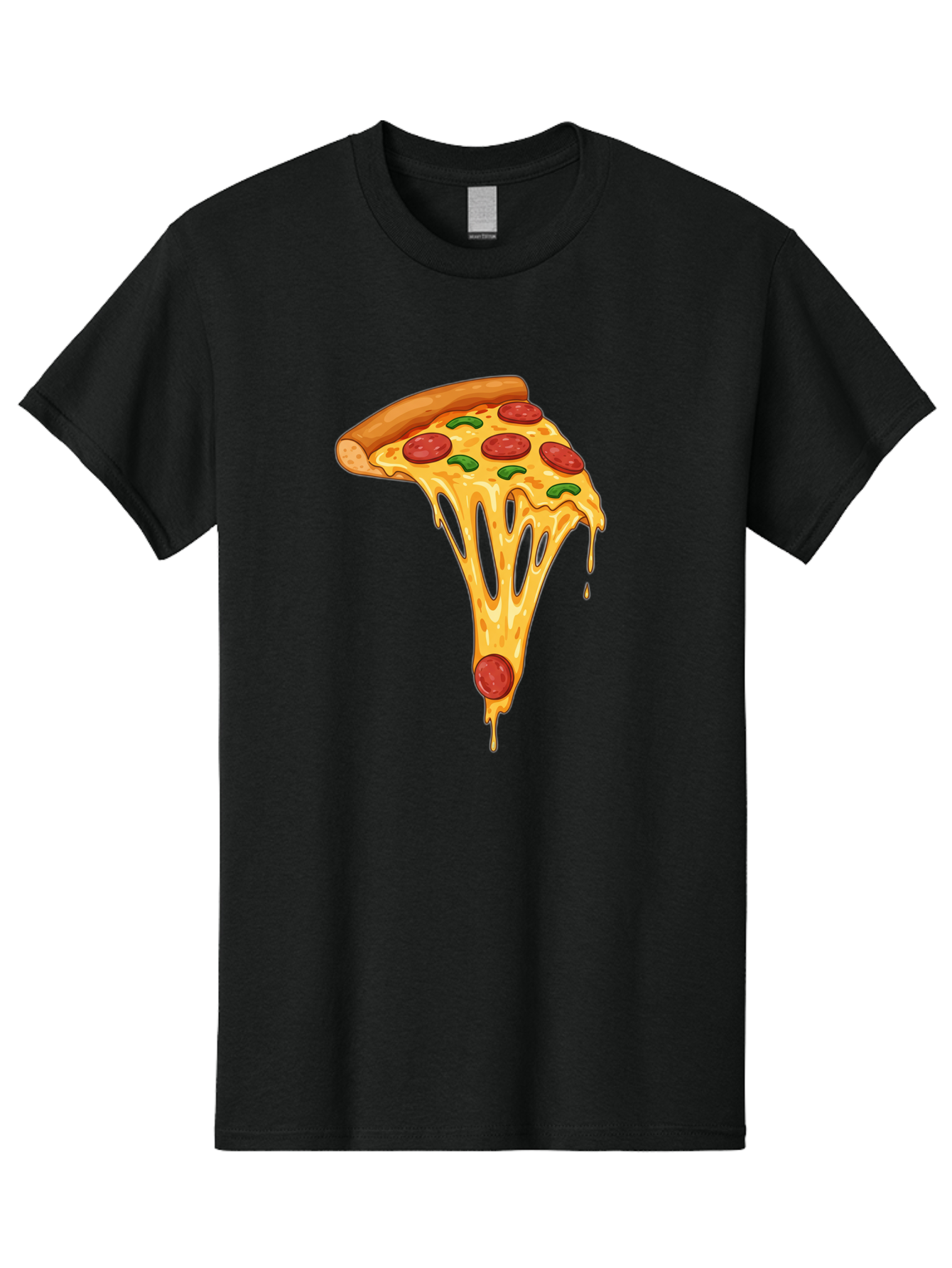 Pepperoni-Pizza-Slice-6 Men'S Graphic Tee, 100% Cotton, Comfortable Casual Summer Wear, Machine Washable, Pepperoni Pizza, Cheesy Goodness, Melted Cheese, Green Peppers, Savory Delight, Italian Cuisine, Foodie Favorite, Pizza Love, Bac238