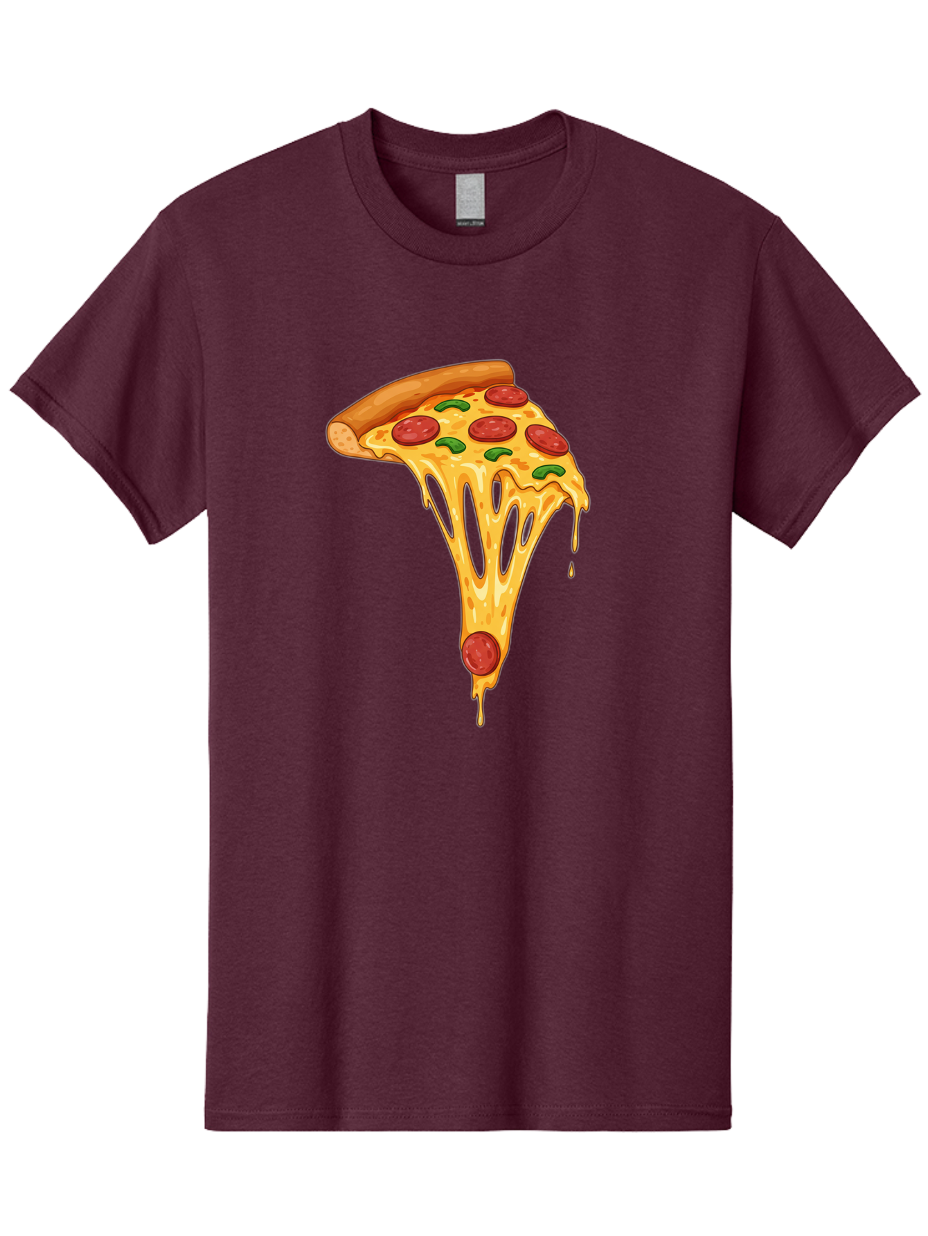 Pepperoni-Pizza-Slice-6 Men'S Graphic Tee, 100% Cotton, Comfortable Casual Summer Wear, Machine Washable, Pepperoni Pizza, Cheesy Goodness, Melted Cheese, Green Peppers, Savory Delight, Italian Cuisine, Foodie Favorite, Pizza Love, Bac238