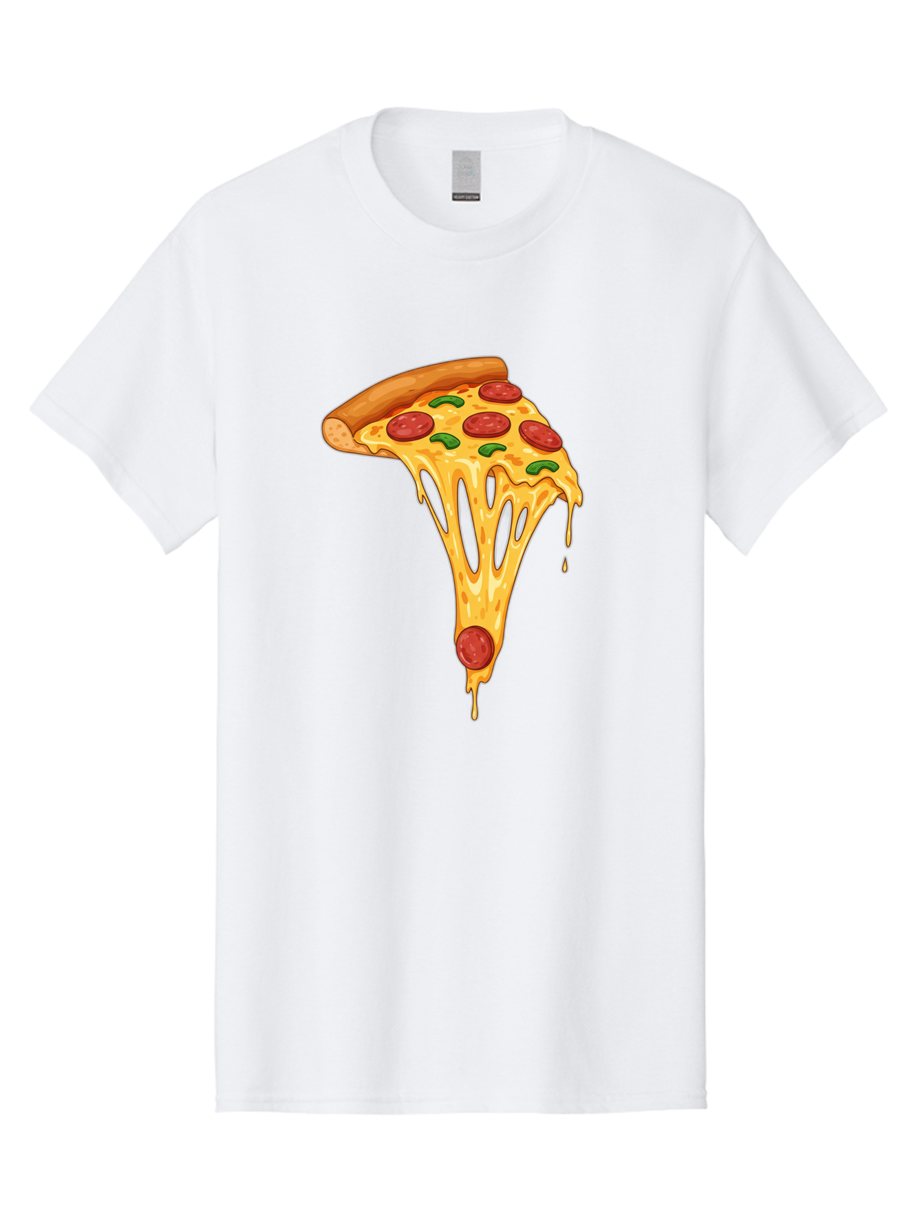 Pepperoni-Pizza-Slice-6 Men'S Graphic Tee, 100% Cotton, Comfortable Casual Summer Wear, Machine Washable, Pepperoni Pizza, Cheesy Goodness, Melted Cheese, Green Peppers, Savory Delight, Italian Cuisine, Foodie Favorite, Pizza Love, Bac238