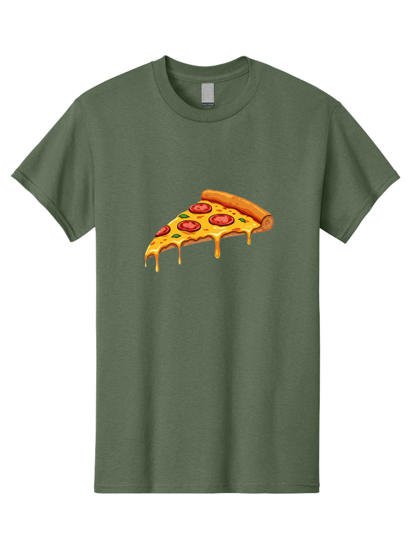 Pepperoni-Pizza-Slice-7 Men'S Graphic Tee, 100% Cotton, Comfortable Casual Summer Wear, Machine Washable, Pepperoni Pizza Slice, Melted Cheese, Green Peppers, Red Pepperoni, Pizza Goodness, Cheesy Delight, Savory Treat, Foodie Favorite, Bac239