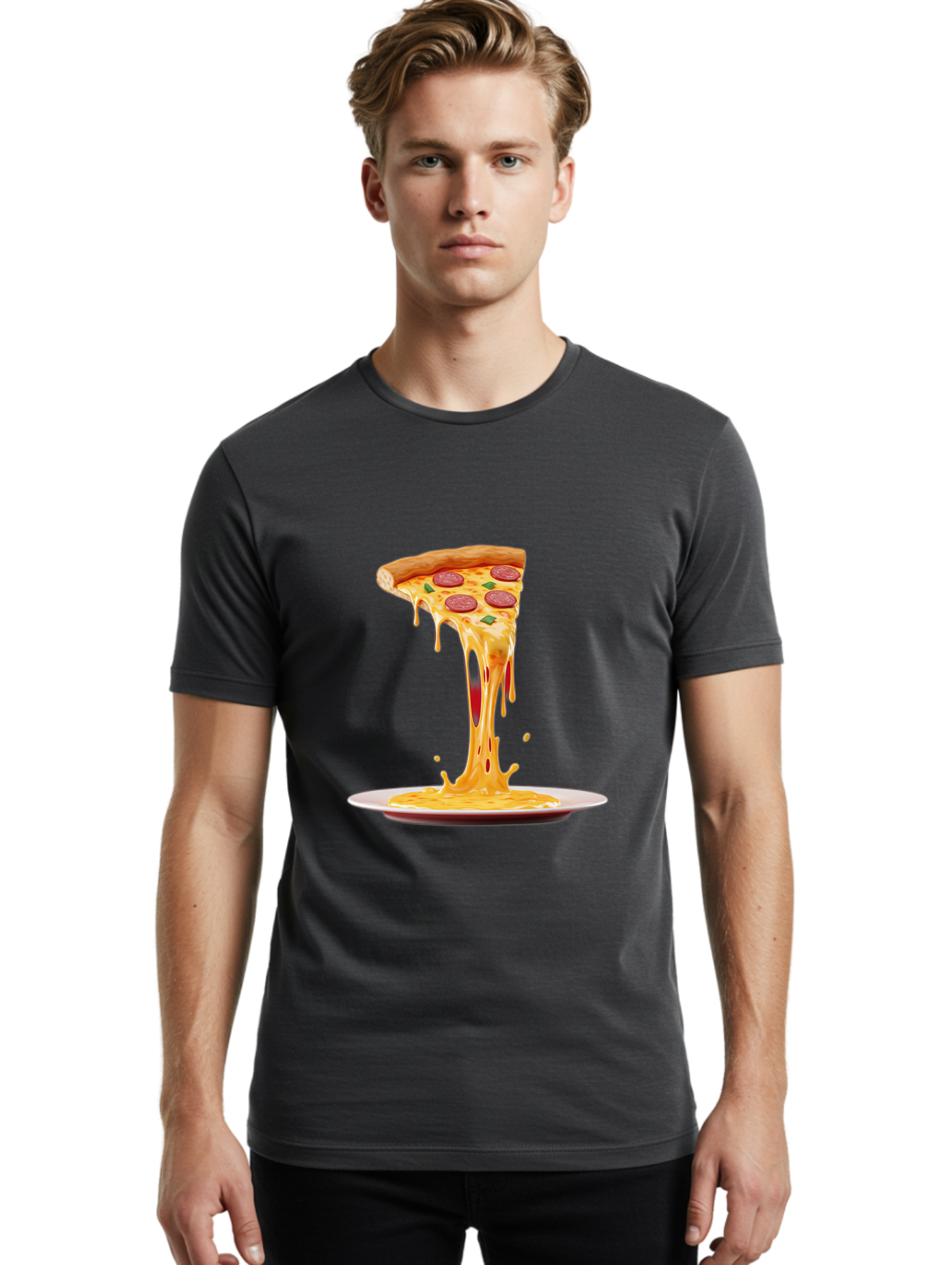 Pepperoni-Pizza-Slice-8 Men'S Graphic Tee, 100% Cotton, Comfortable Casual Summer Wear, Machine Washable, Cheesy Pizza Slice, Pepperoni Pizza, Melted Mozzarella, Cheesy Goodness, Pizza Toppings, Savory Delight, Italian Cuisine, Bac240