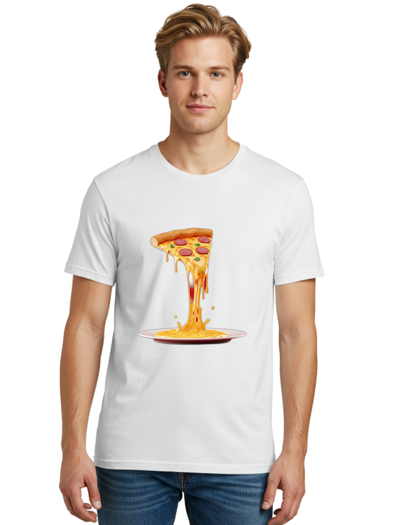 Pepperoni-Pizza-Slice-8 Men'S Graphic Tee, 100% Cotton, Comfortable Casual Summer Wear, Machine Washable, Cheesy Pizza Slice, Pepperoni Pizza, Melted Mozzarella, Cheesy Goodness, Pizza Toppings, Savory Delight, Italian Cuisine, Bac240