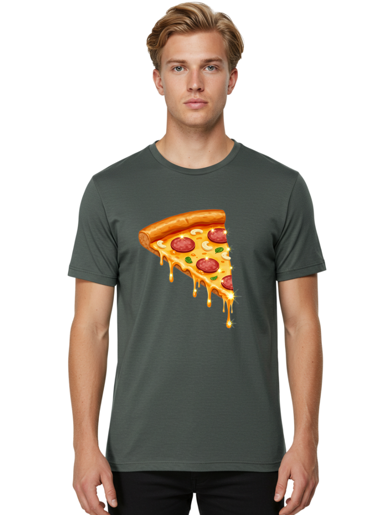 Pepperoni-Pizza-Slice-9 Men'S Graphic Tee, 100% Cotton, Comfortable Casual Summer Wear, Machine Washable, Pepperoni Pizza, Cheesy Goodness, Melted Cheese, Savory Toppings, Italian Cuisine, Pizza Slice, Foodie Delights, Gourmet Pizza Bac241