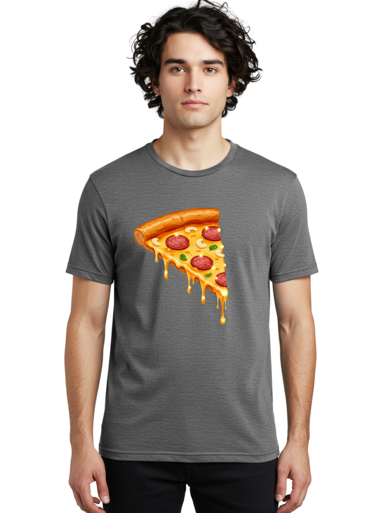 Pepperoni-Pizza-Slice-9 Men'S Graphic Tee, 100% Cotton, Comfortable Casual Summer Wear, Machine Washable, Pepperoni Pizza, Cheesy Goodness, Melted Cheese, Savory Toppings, Italian Cuisine, Pizza Slice, Foodie Delights, Gourmet Pizza Bac241