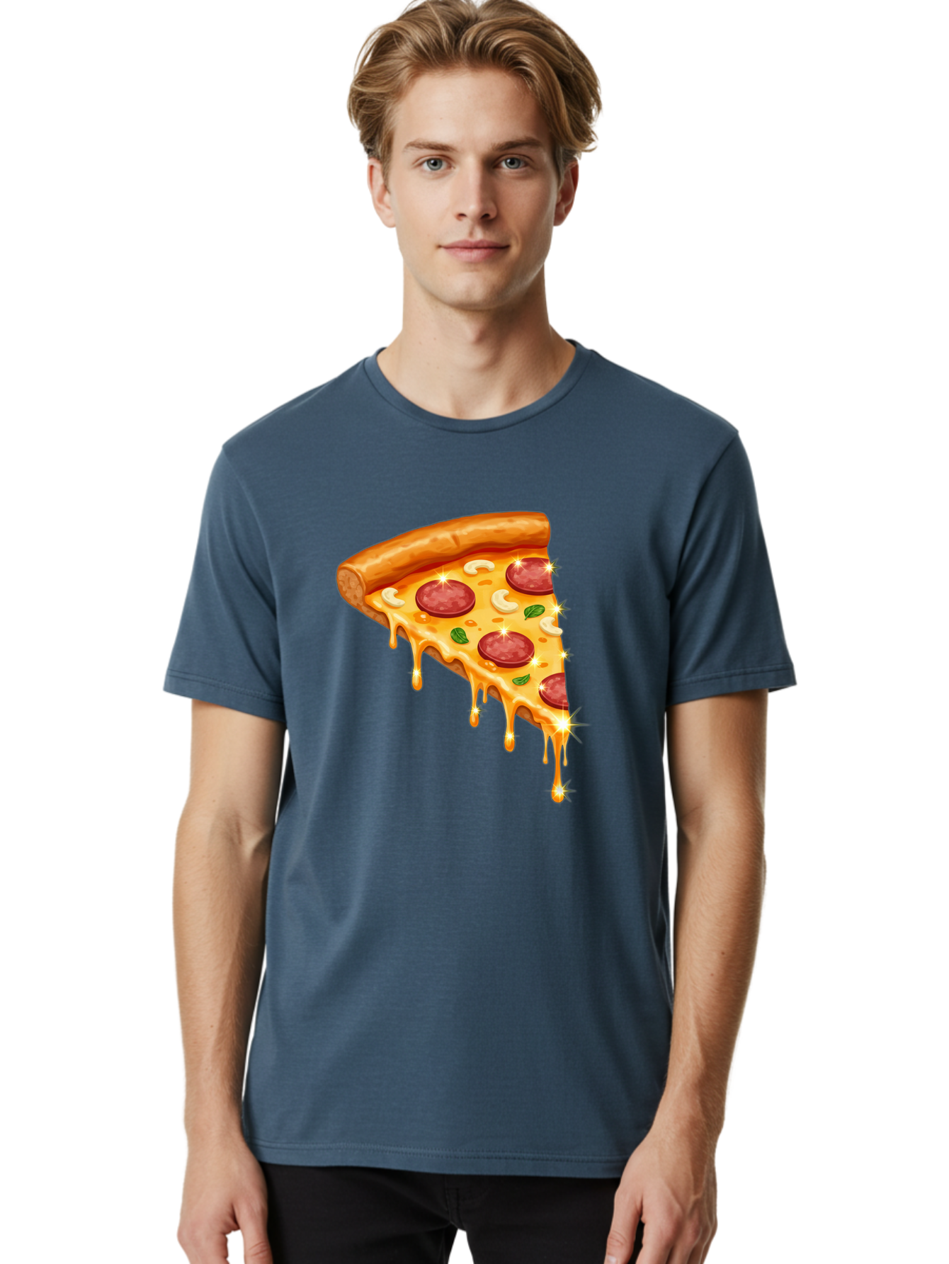 Pepperoni-Pizza-Slice-9 Men'S Graphic Tee, 100% Cotton, Comfortable Casual Summer Wear, Machine Washable, Pepperoni Pizza, Cheesy Goodness, Melted Cheese, Savory Toppings, Italian Cuisine, Pizza Slice, Foodie Delights, Gourmet Pizza Bac241