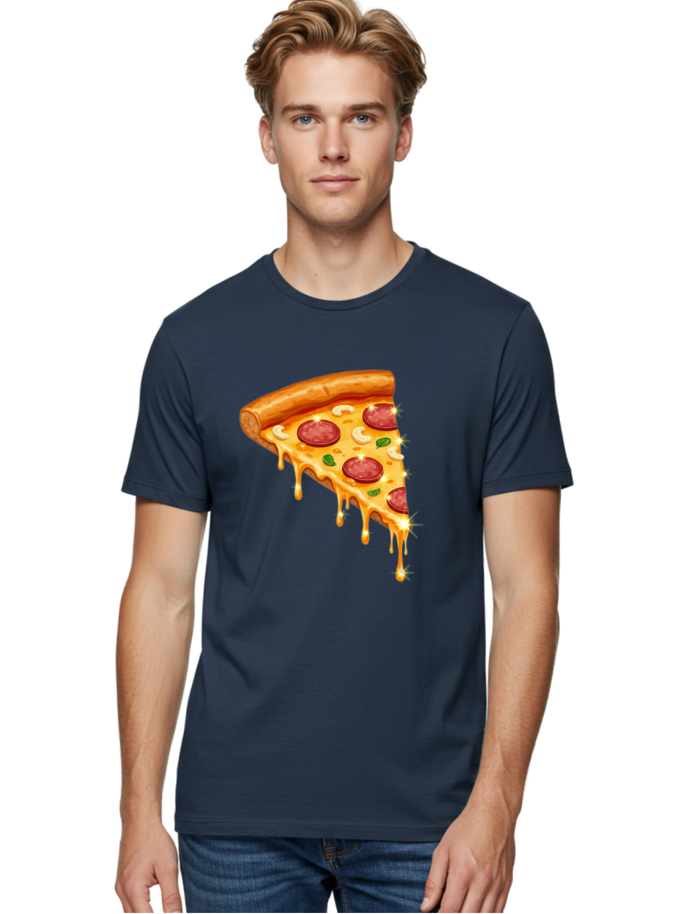 Pepperoni-Pizza-Slice-9 Men'S Graphic Tee, 100% Cotton, Comfortable Casual Summer Wear, Machine Washable, Pepperoni Pizza, Cheesy Goodness, Melted Cheese, Savory Toppings, Italian Cuisine, Pizza Slice, Foodie Delights, Gourmet Pizza Bac241