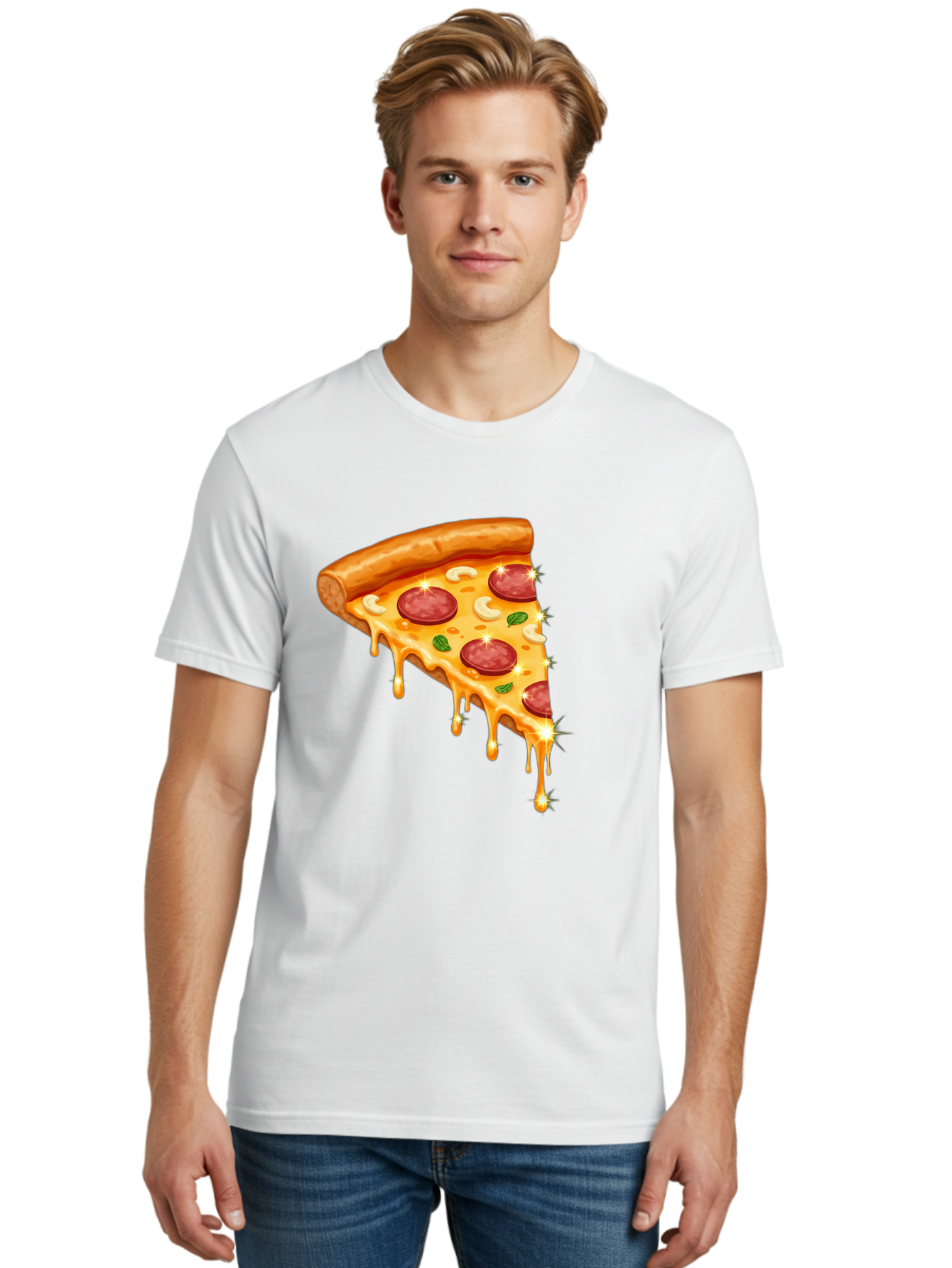 Pepperoni-Pizza-Slice-9 Men'S Graphic Tee, 100% Cotton, Comfortable Casual Summer Wear, Machine Washable, Pepperoni Pizza, Cheesy Goodness, Melted Cheese, Savory Toppings, Italian Cuisine, Pizza Slice, Foodie Delights, Gourmet Pizza Bac241