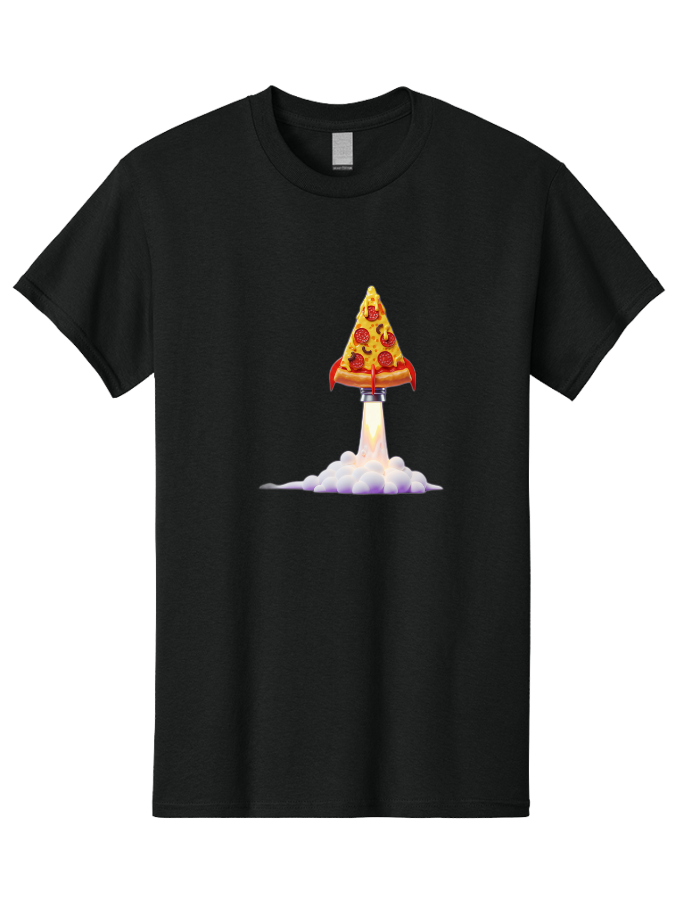 Pepperoni-Pizza-Slice-Rocket Men'S Graphic Tee, 100% Cotton, Comfortable Casual Summer Wear, Machine Washable, Pepperoni Pizza Slice, Rocket Launch, Food Art, Cartoon Style, Funny Illustration, Melted Cheese, Spicy Toppings, Creative Design Bac242