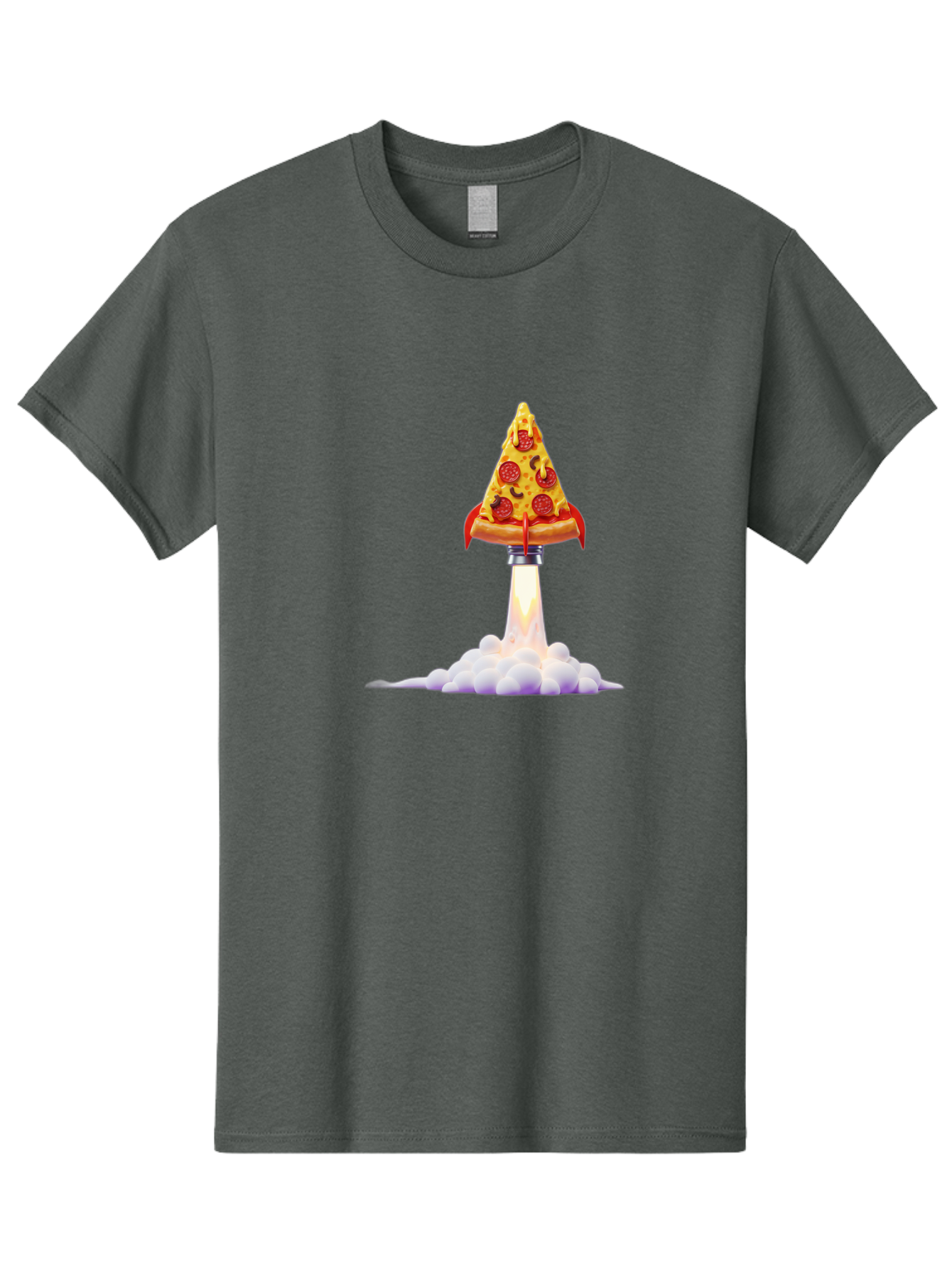 Pepperoni-Pizza-Slice-Rocket Men'S Graphic Tee, 100% Cotton, Comfortable Casual Summer Wear, Machine Washable, Pepperoni Pizza Slice, Rocket Launch, Food Art, Cartoon Style, Funny Illustration, Melted Cheese, Spicy Toppings, Creative Design Bac242