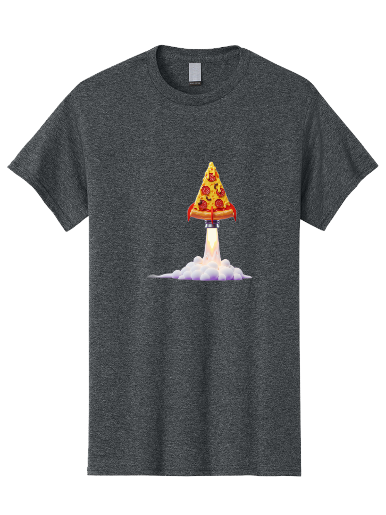 Pepperoni-Pizza-Slice-Rocket Men'S Graphic Tee, 100% Cotton, Comfortable Casual Summer Wear, Machine Washable, Pepperoni Pizza Slice, Rocket Launch, Food Art, Cartoon Style, Funny Illustration, Melted Cheese, Spicy Toppings, Creative Design Bac242