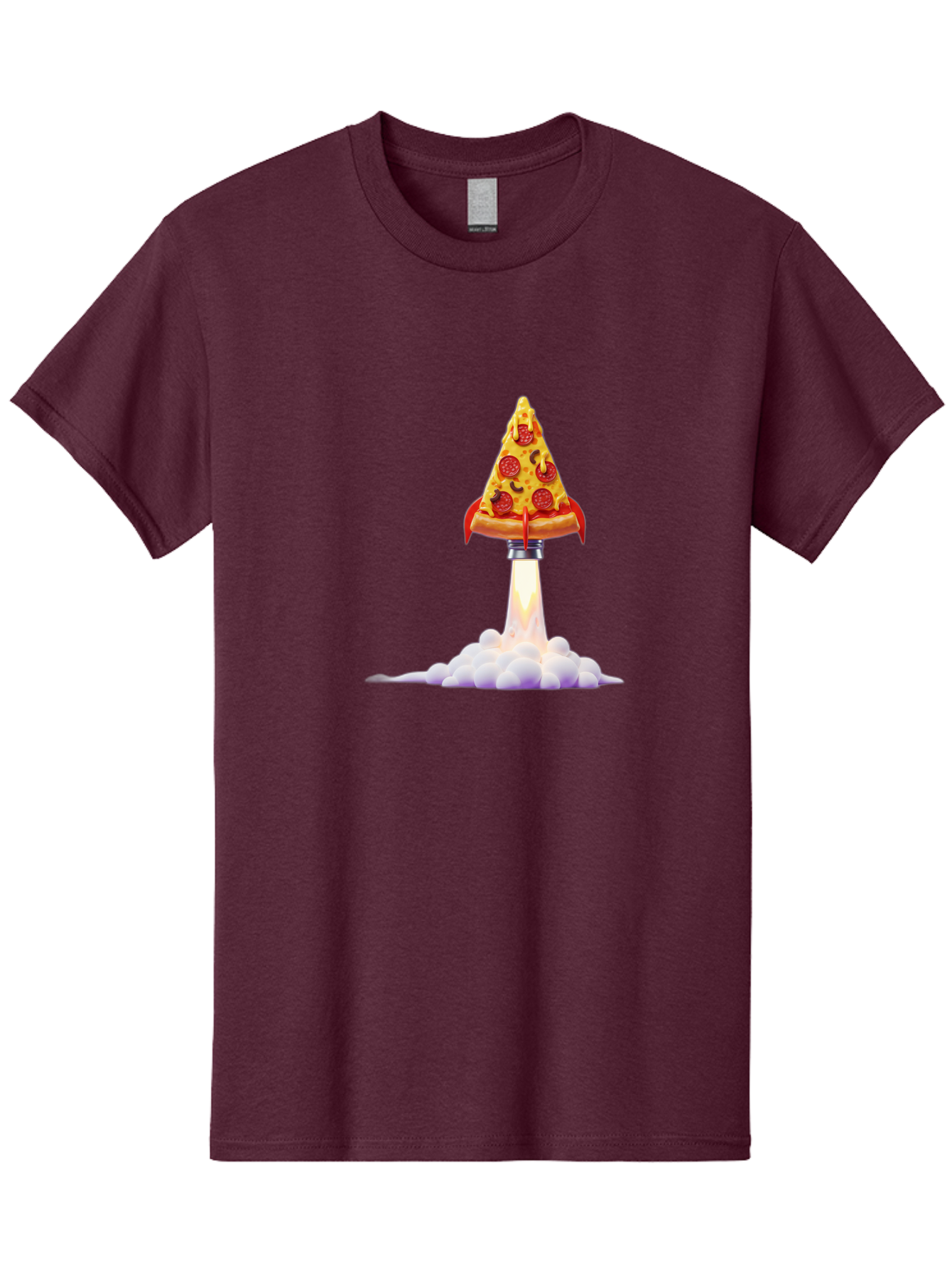 Pepperoni-Pizza-Slice-Rocket Men'S Graphic Tee, 100% Cotton, Comfortable Casual Summer Wear, Machine Washable, Pepperoni Pizza Slice, Rocket Launch, Food Art, Cartoon Style, Funny Illustration, Melted Cheese, Spicy Toppings, Creative Design Bac242